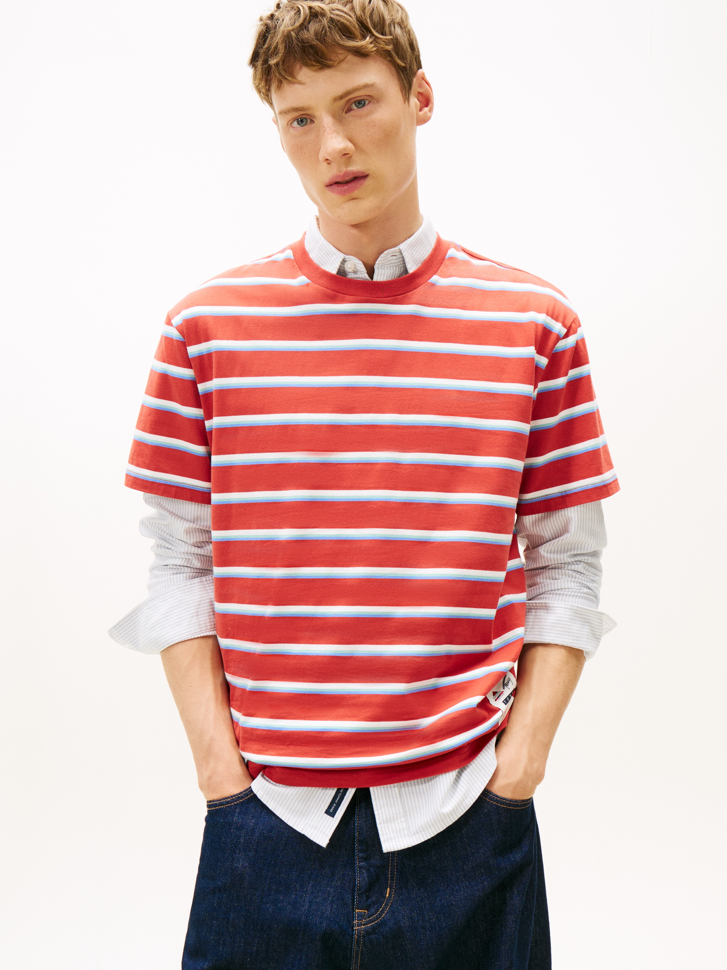 Image of Tommy Jeans T-Shirt "TJM LABEL" Relaxed fit, Jersey, Rundhals