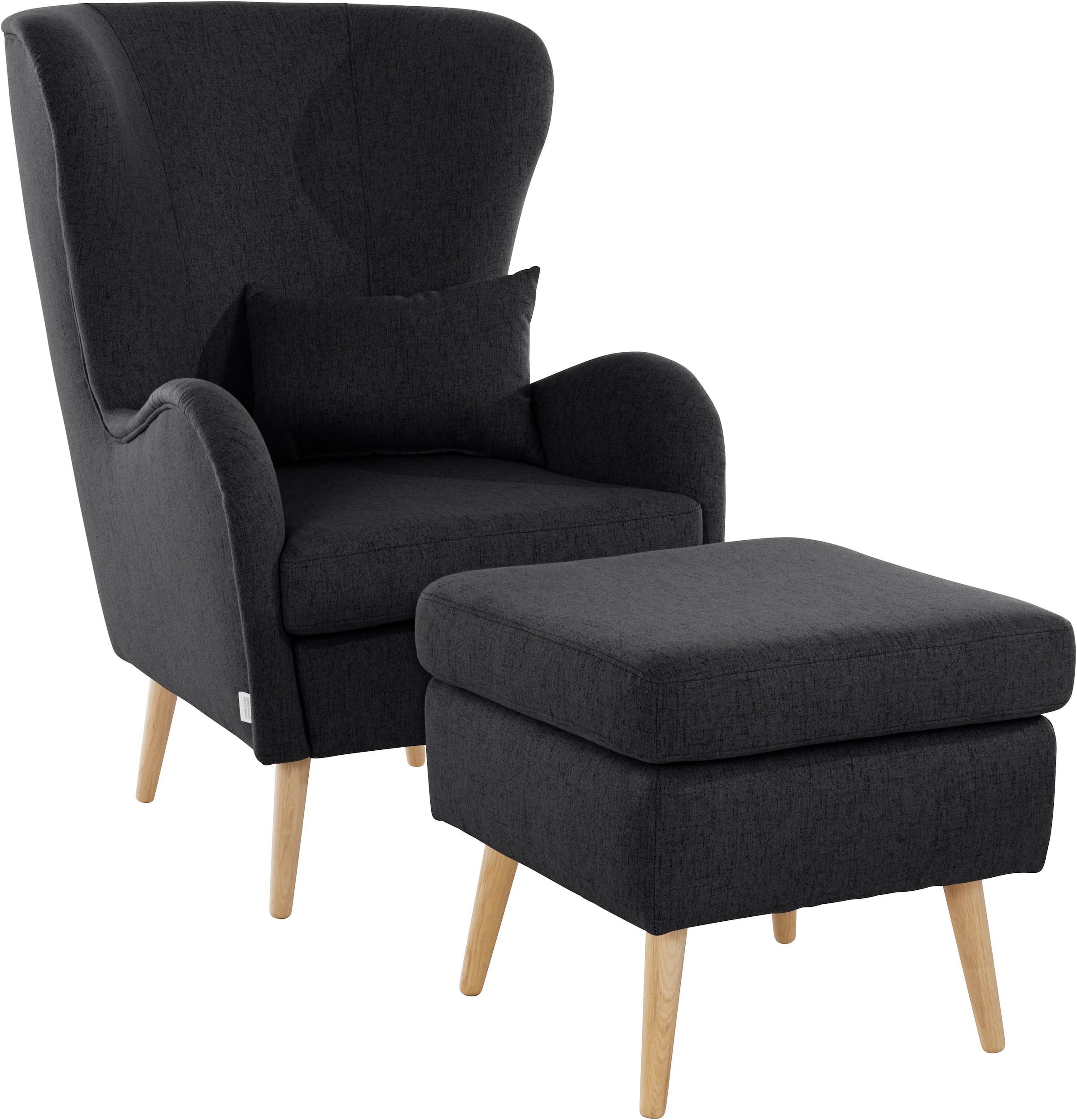 Home affaire Sessel »Sallito, TV-Sessel, Ohrensessel mit« Hocker, in vielen Bezugsqualitäten, auch in Samtcord