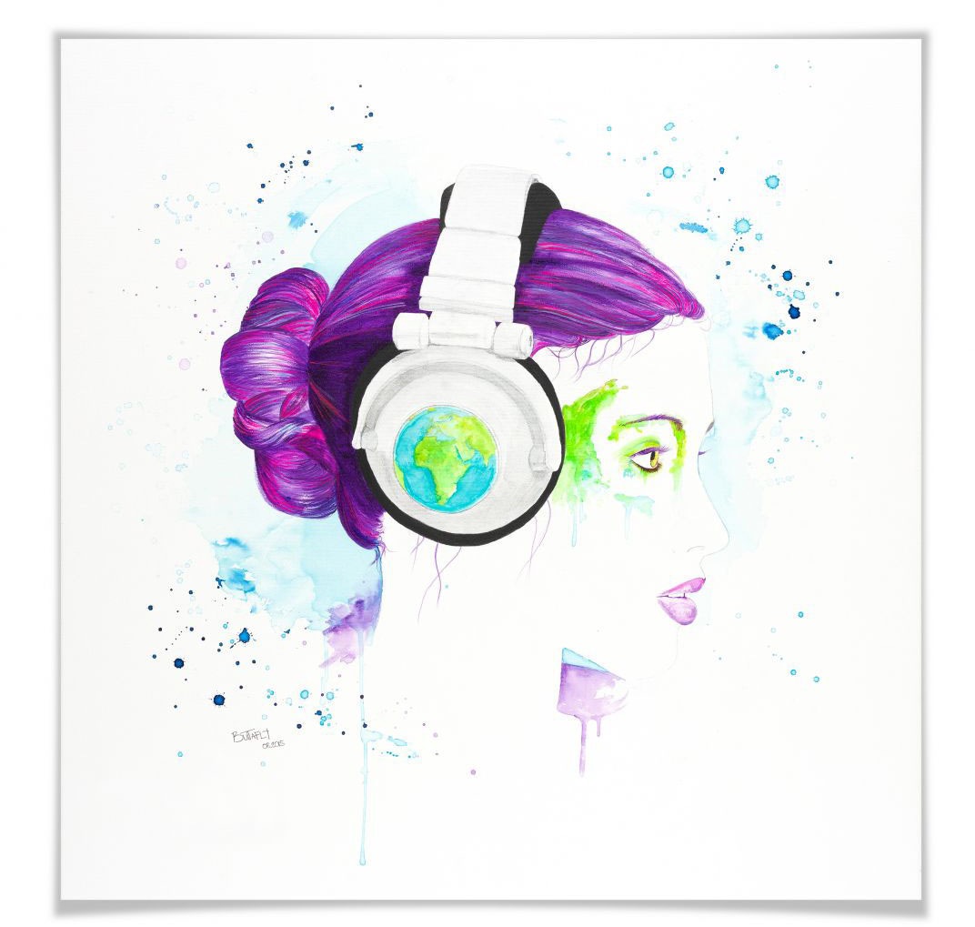 Image of Wall-Art Poster »Listen to the World«, Schriftzug, (1 St.), Poster, Wandbild, Bild, Wandposter bei Ackermann Versand Schweiz