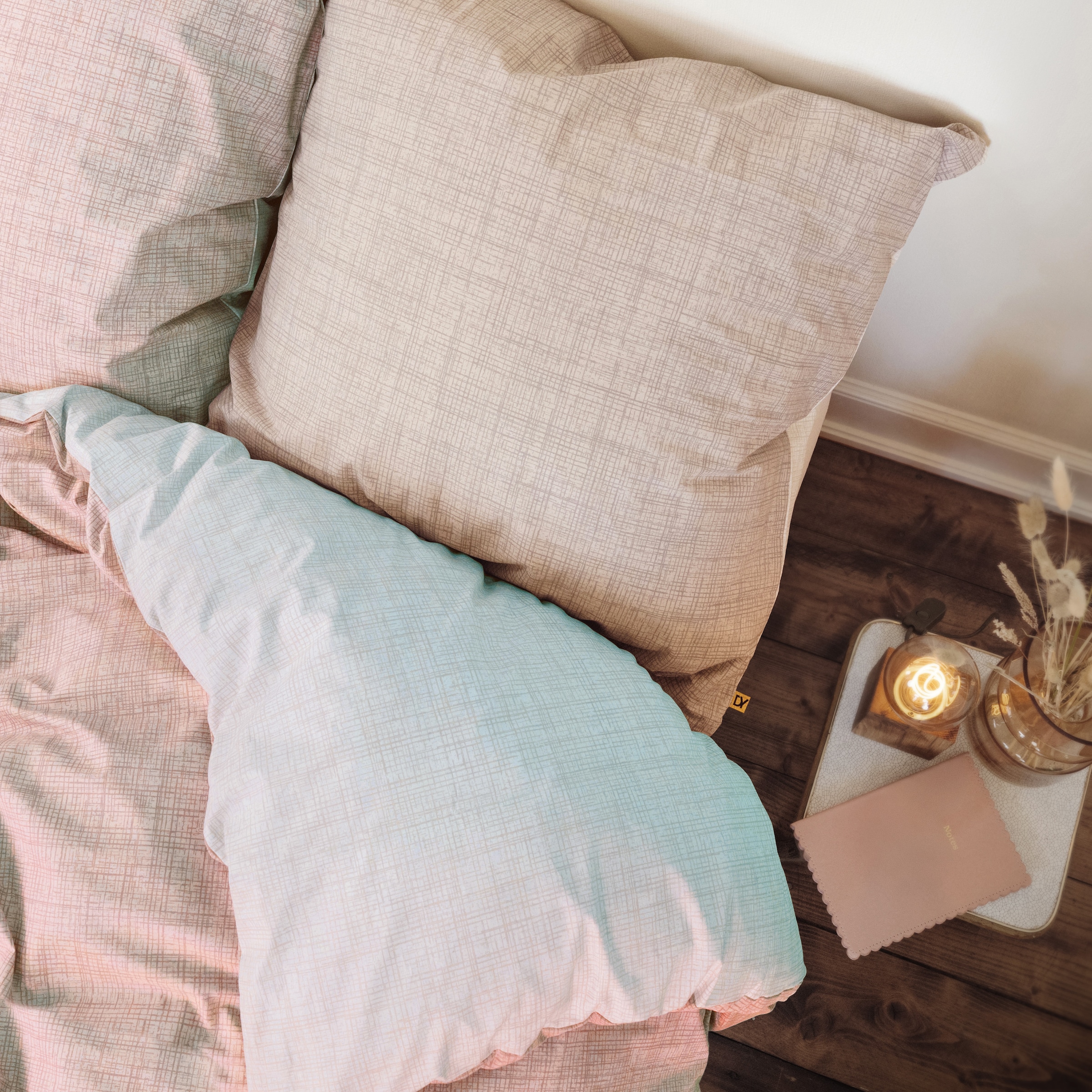 Dyckhoff Wendebettwäsche »Uni« 2 Stk. tlg. Baumwolle, Renforcé, 100x135, Baby, Unifarben Meerblau, Reissverschluss