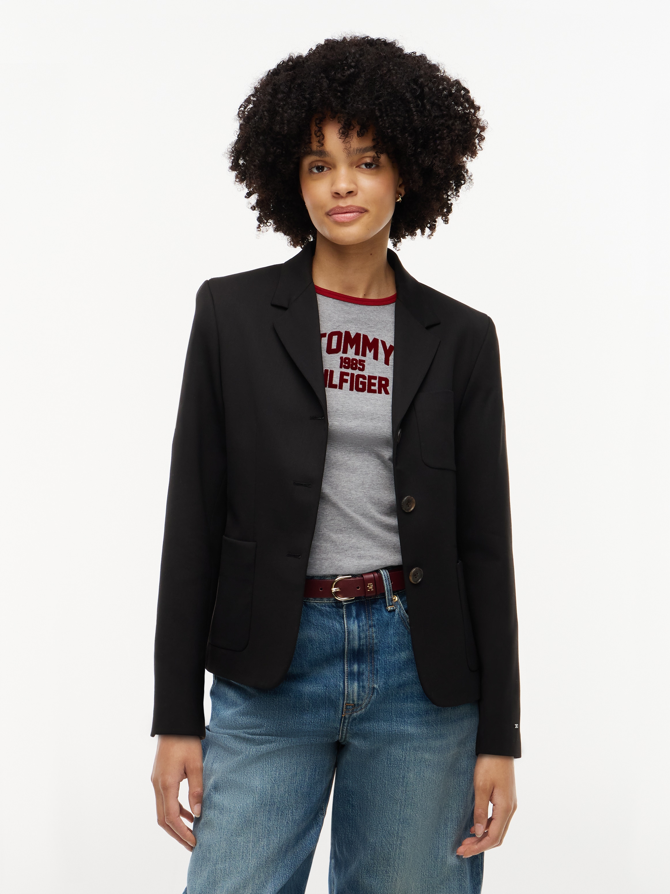 Image of Tommy Hilfiger Kurzblazer "TIMELESS WOOL 3 BUTTON BLAZER" Materialmix, mit Wolle und Stretch