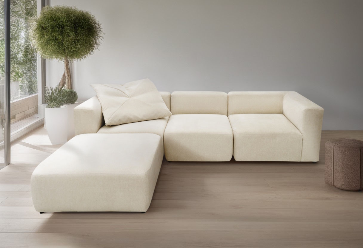 Image of Home affaire 3-Sitzer "Utvik kann individuell zusammengestellt werden" Modulsofa, bestehend aus 2 Eck-, 1 Mittelelement und 1 Hocker