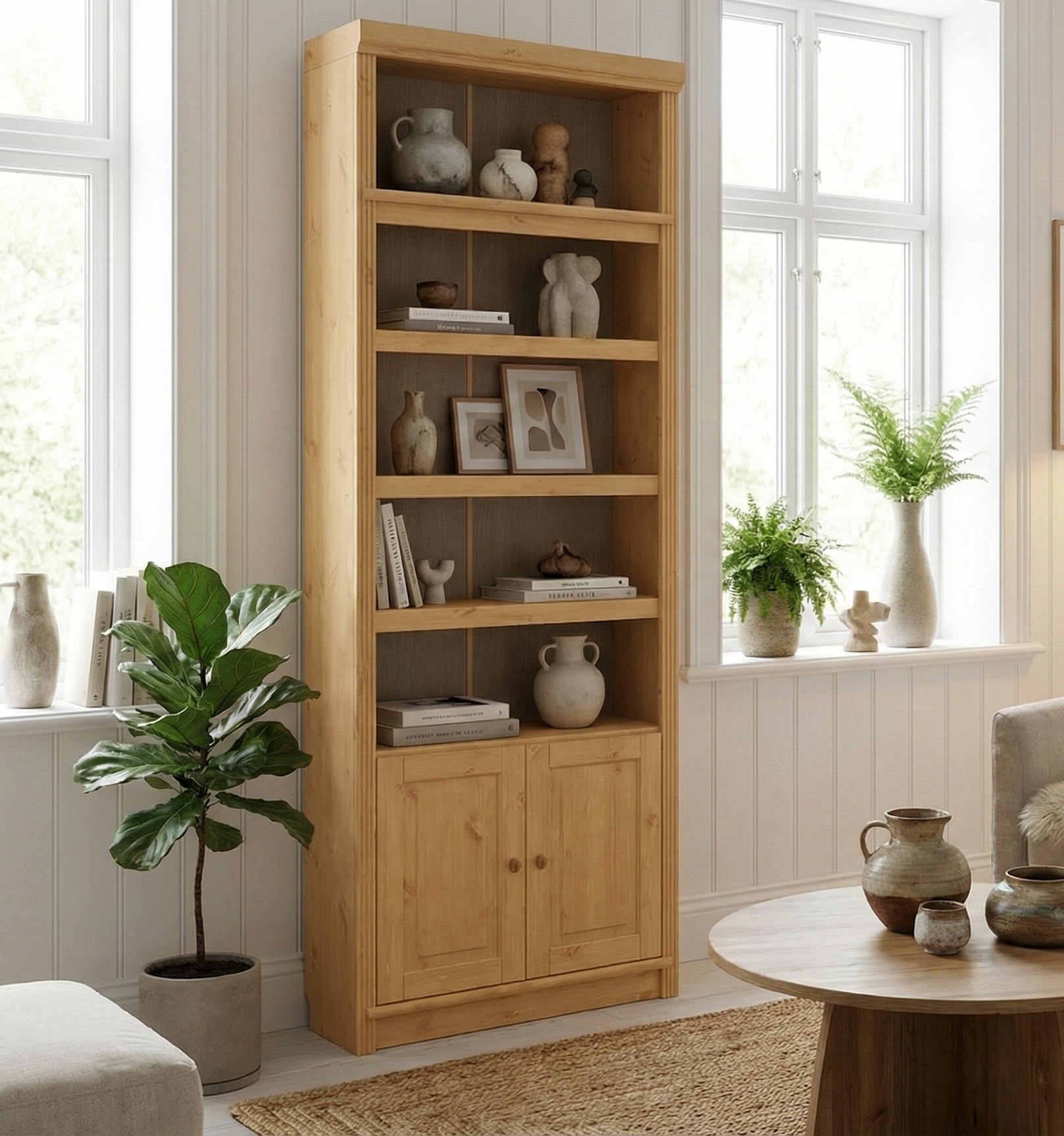 OTTO home Bücherregal "mit 2 Türen Soeren Regal Aktenregal B/T/H: 80/29/220 cm" massive Kiefer, FSC-zertifiziert