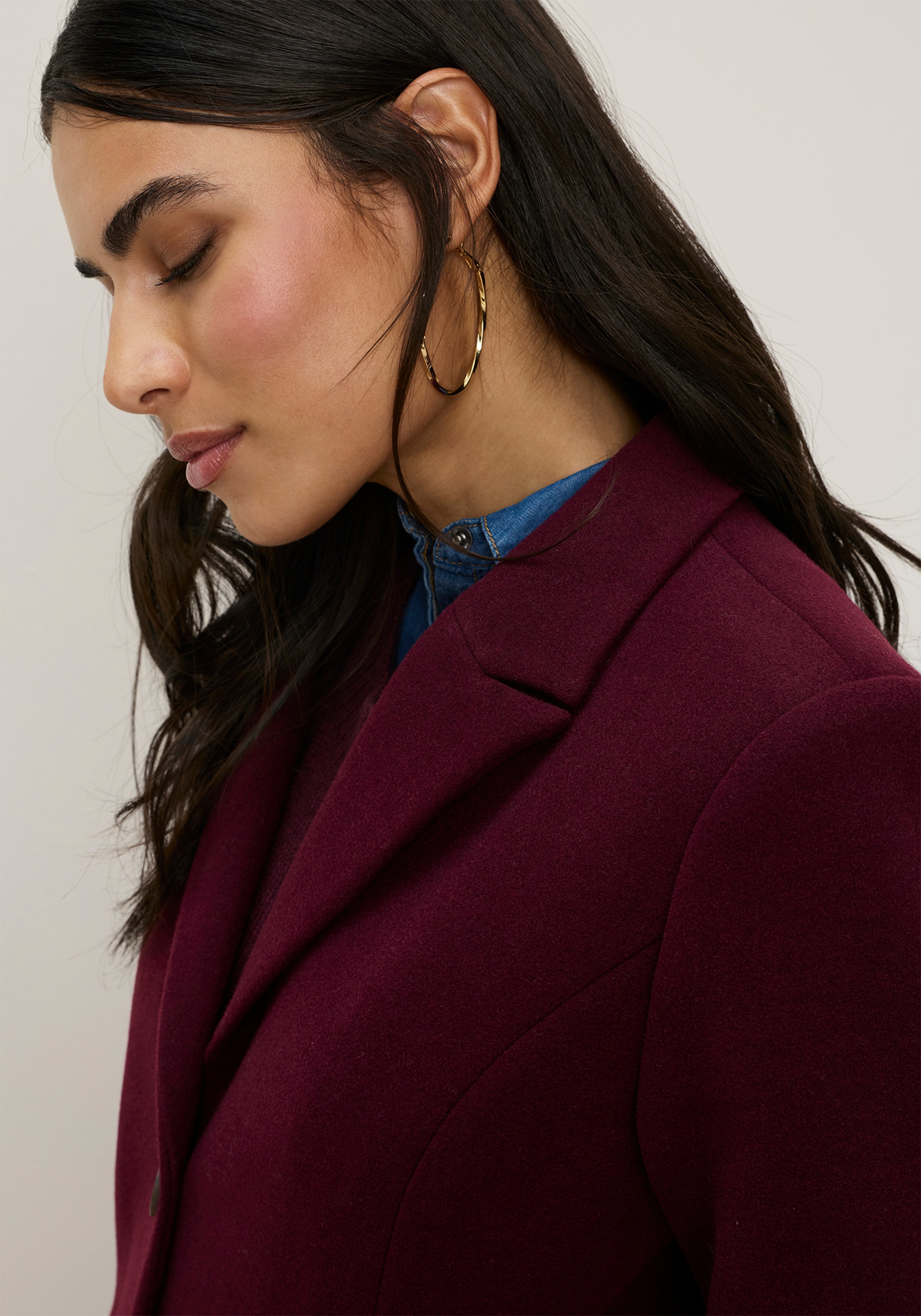 Tamaris Manteau long coupe ajustée, col à revers et boutons, idéal pour la mi-saison
