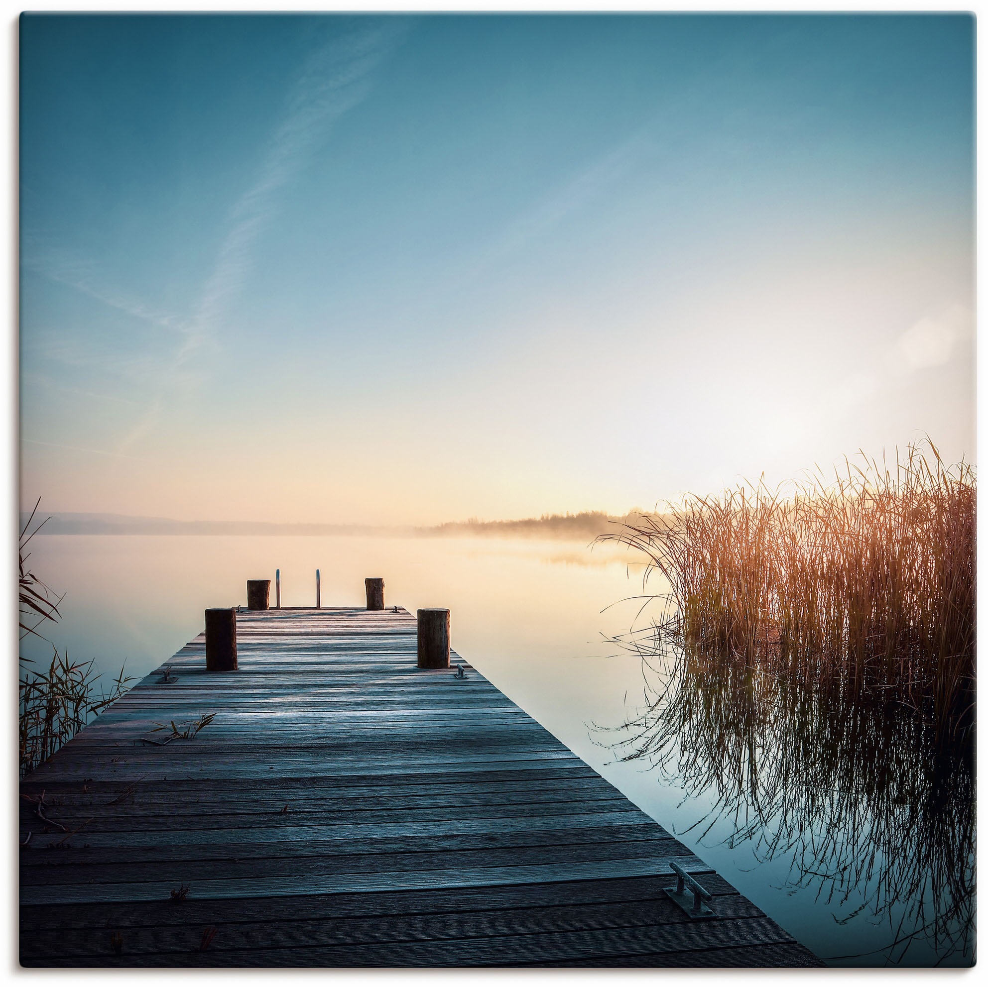 Image of Artland Wandbild »Steg mit Schilf am Hainer See«, Seebilder, (1 St.), in vielen Grössen & Produktarten - Alubild / Outdoorbild für den Aussenbereich, Leinwandbild, Poster, Wandaufkleber / Wandtattoo auch für Badezimmer geeignet bei Ackermann Versand Schwe