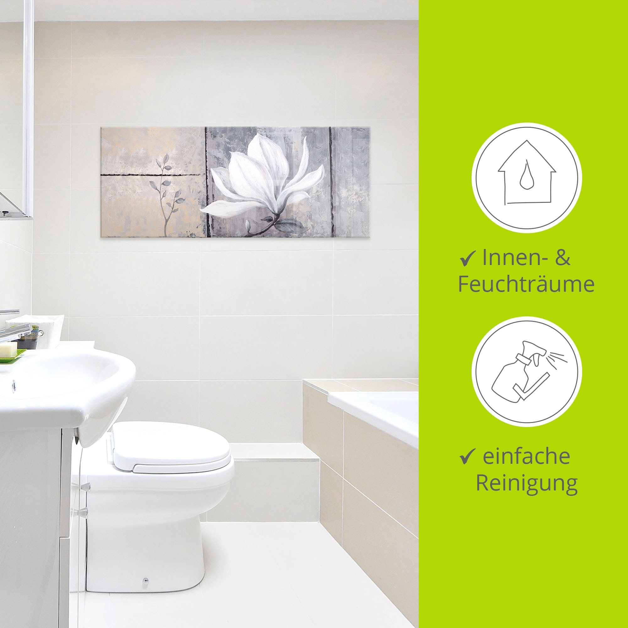 Artland Tableau en verre »Klassische Magnolie« 1 cuis tlg. in verschiedenen Grössen