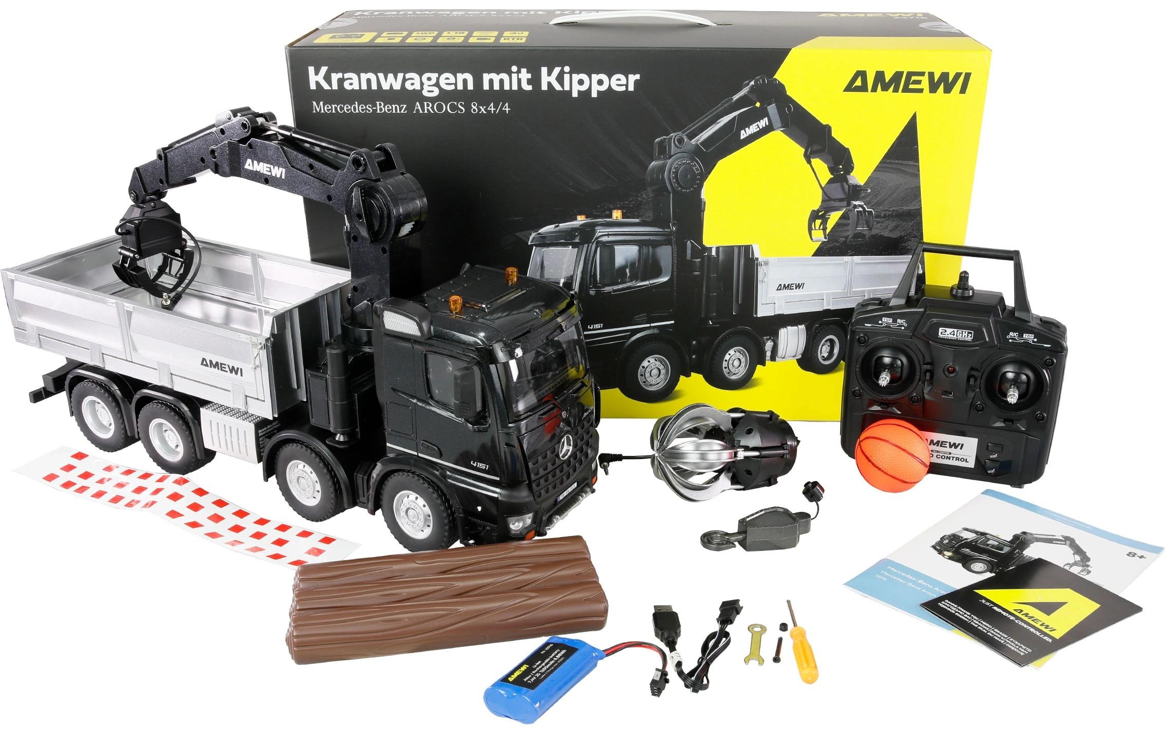 Amewi CAMION RC »Mercedes-Benz Arocs 8 x 4/4 1:18 Kran/Kipper« transmission 8x4