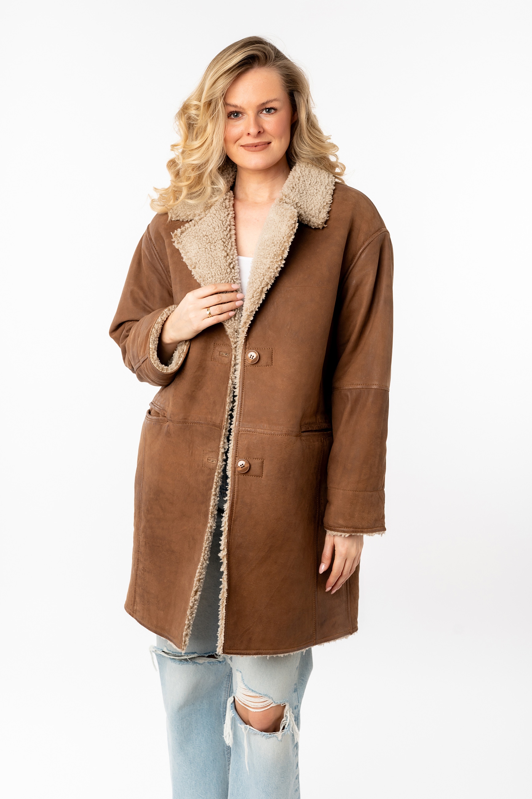 Image of Mauritius Ledermantel "MWXofia OS" mit Reverskragen, Oversized Fit