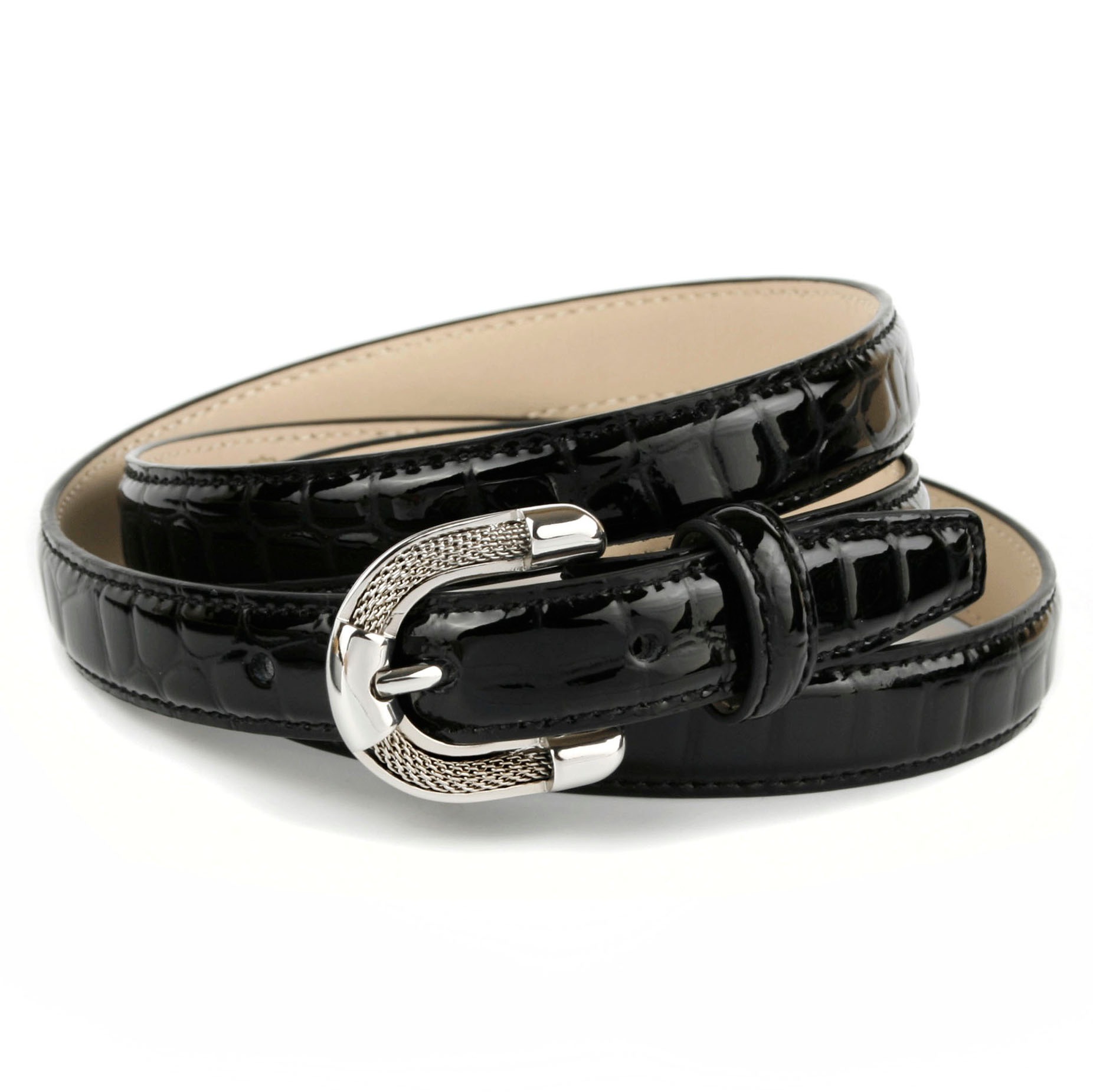 Image of Anthoni Crown Ledergürtel, Lackledergürtel mit Krokomuster, elegante Schliesse bei Ackermann Versand Schweiz