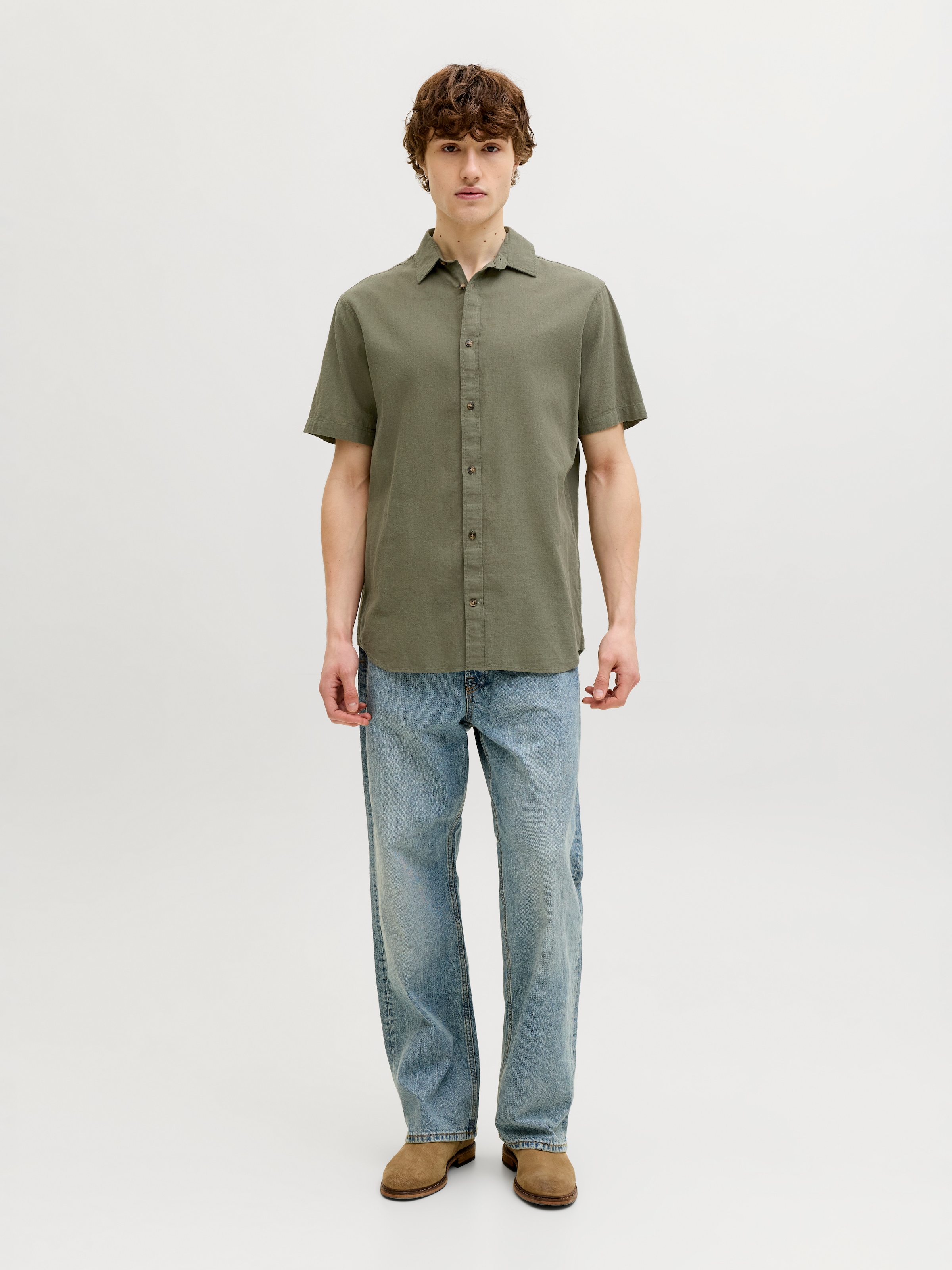 Jack & Jones Chemise à manches courtes »JJESUMMER LINEN BLEND SHIRT S/S SN« Baumwolle mit Leinen, regular fit