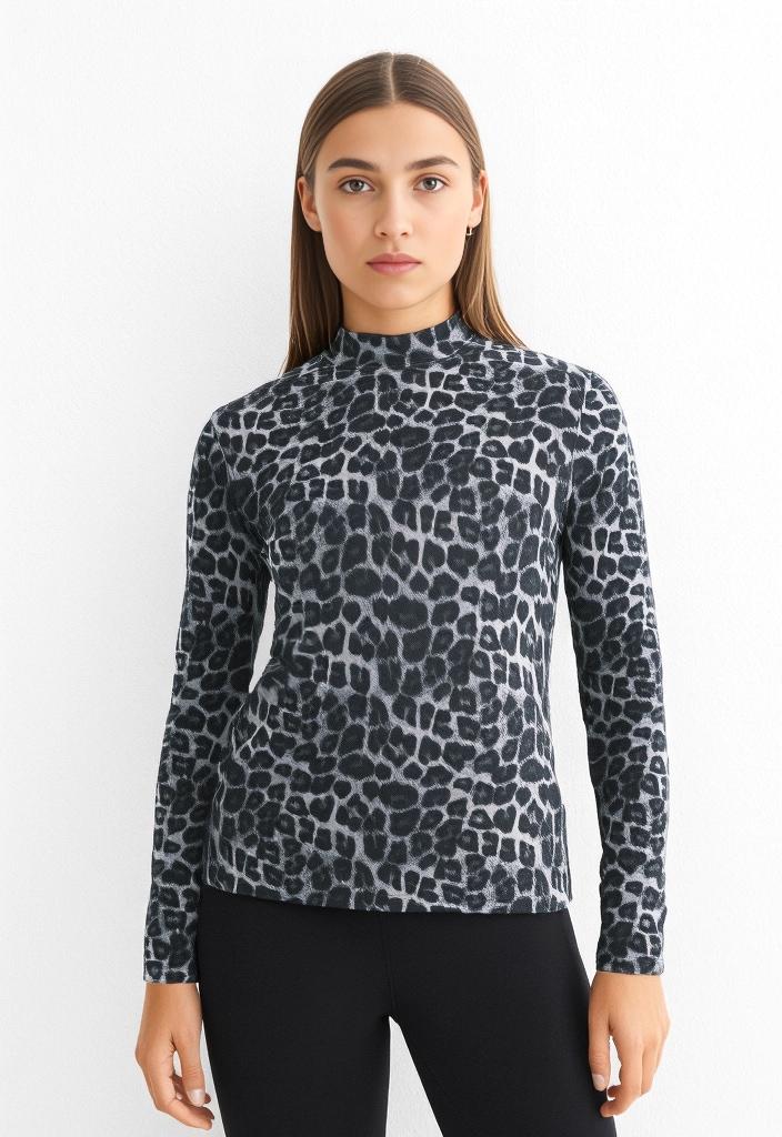 Image of Vila "VILEOA L/S ROLLNECK TOP - NOOS" Materialmix, regular fit