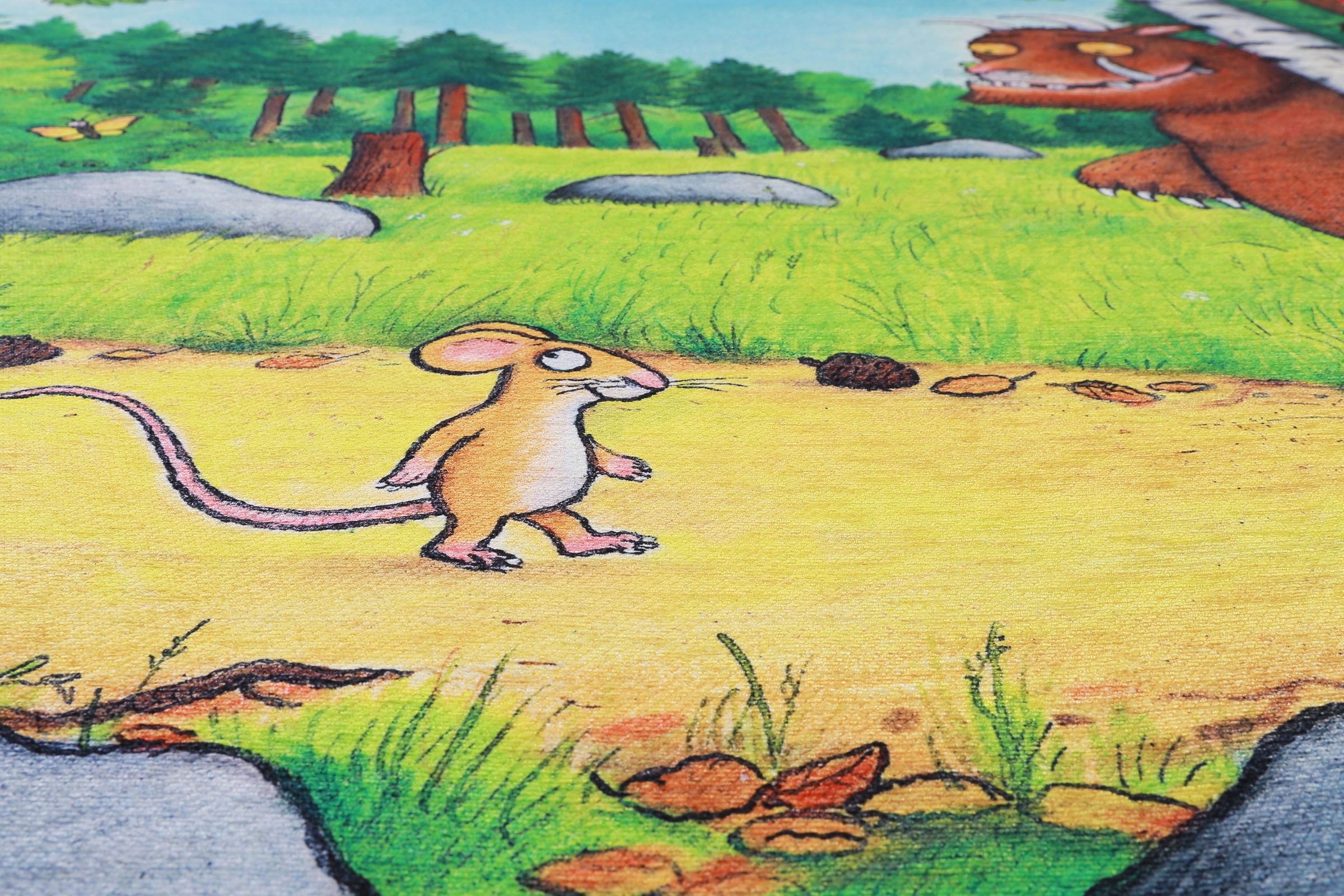 DER GRÜFFELO Kinderteppich »Mouselo GR-0170«, rechteckig, 6 mm Höhe, aktueller Grüffelo Teppich, Kurzflor mit hohem Baumwollanteil