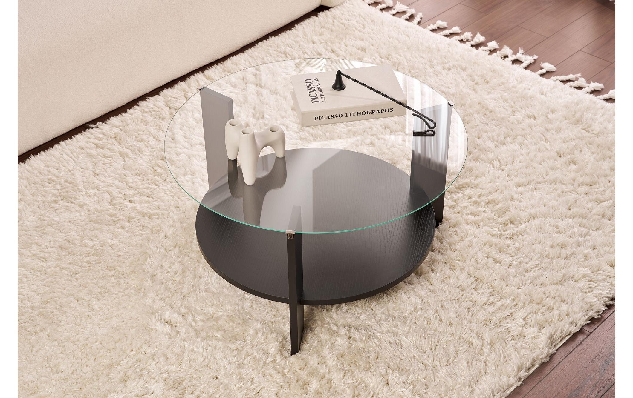 WOODY FASHION Table basse »Clara 75 x 40 cm« Runder Couch- und Beistelltisch