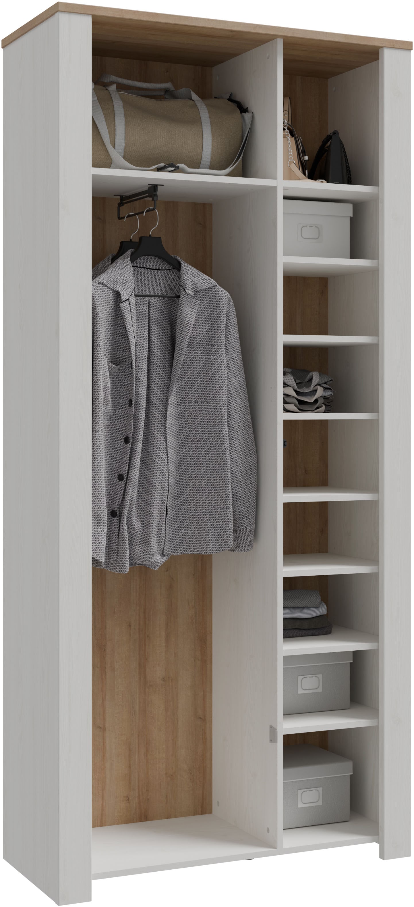 FORTE Armoire vestiaire »Garderobenschrank, Höhe 205,4cm, Spiegel, Soft Close, Push to Open« L/H/P 94,4/205,4/42 cm