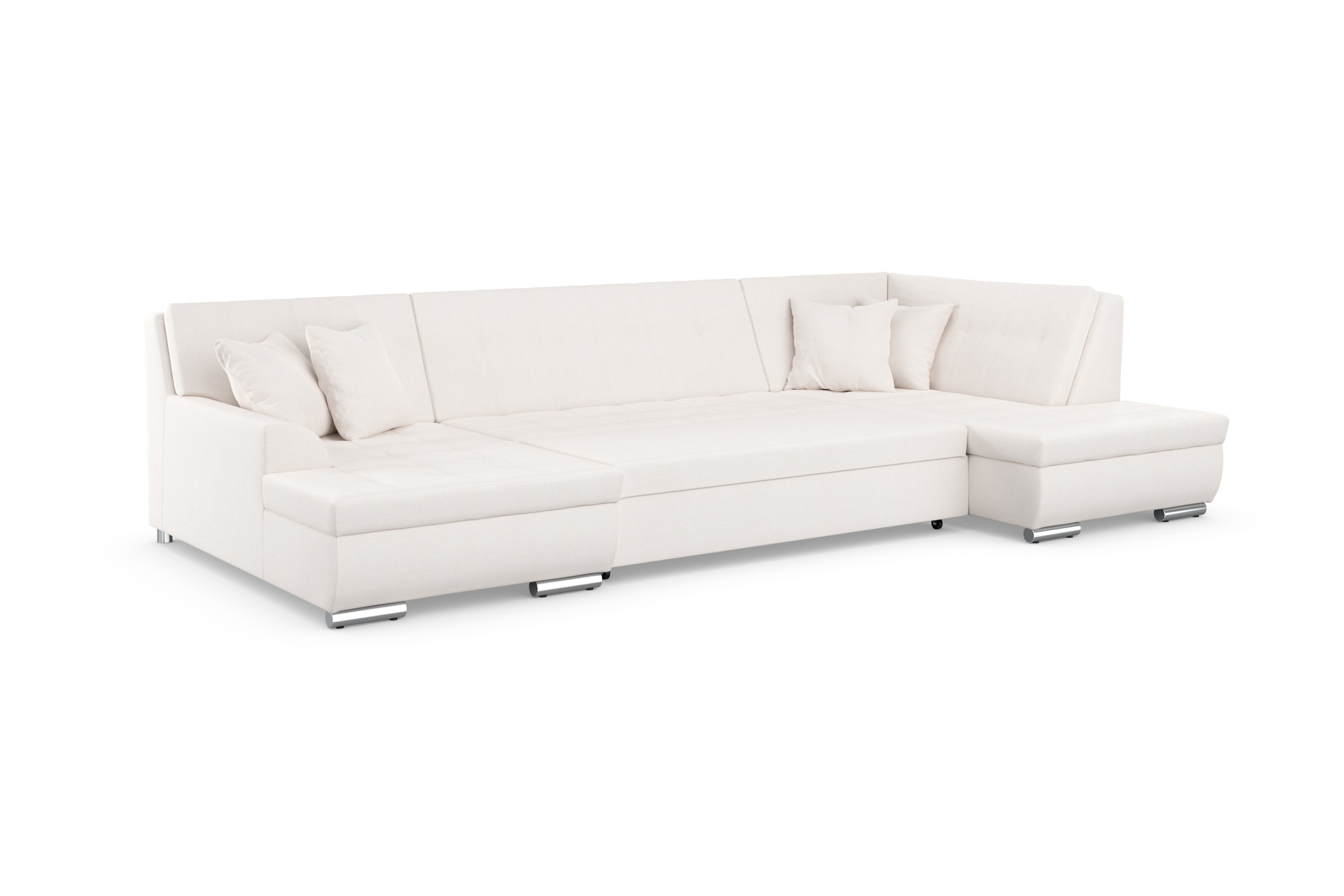 DOMO collection Wohnlandschaft »Treviso incl. Zierkissen, moderne Steppung, XXL: B/T/H: 364/201/83 cm«, wahlweise mit Bettfunktion, in vielen Bezugsarten auch in Cord U-Form