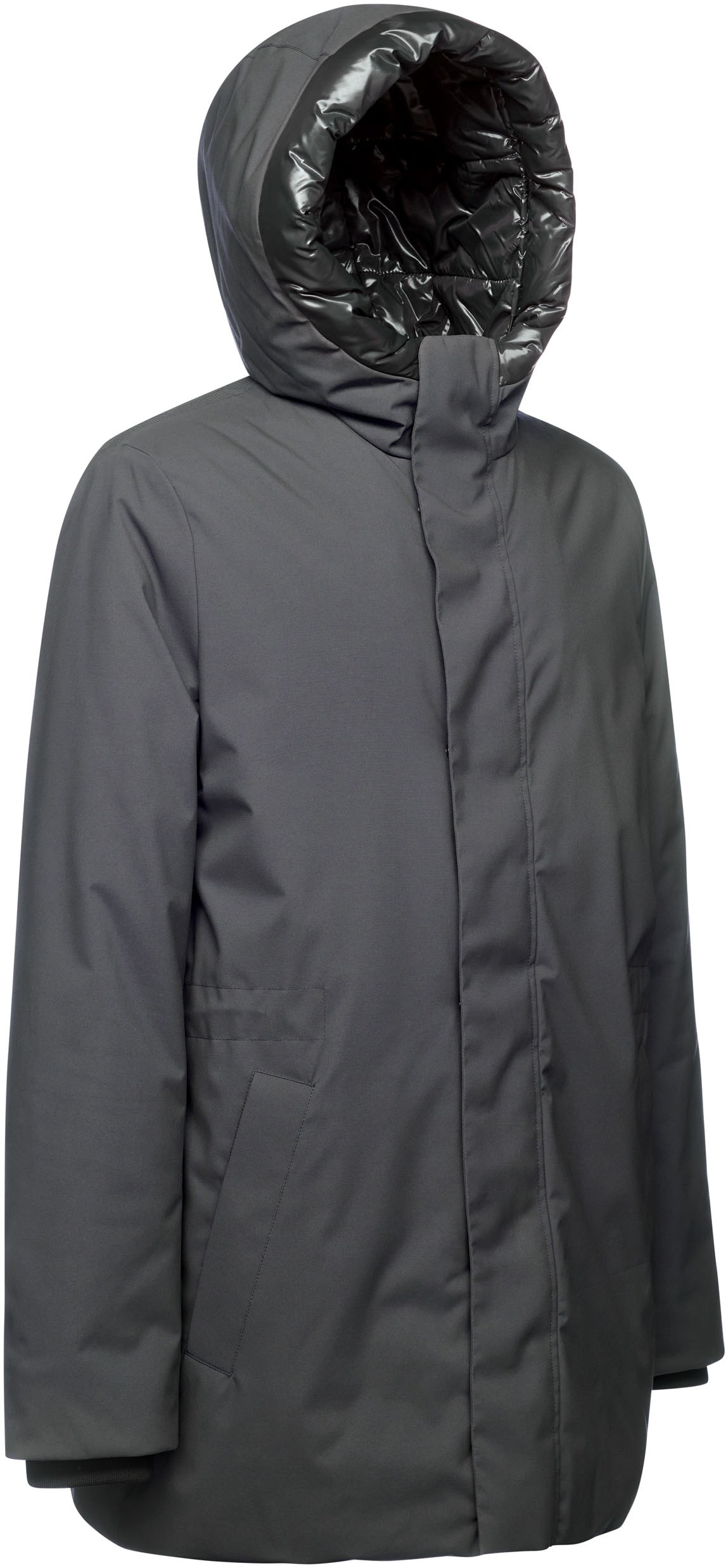 Geox Langjacke »SPHERICA«, mit Kapuze, mit verdecktem Reissverschluss & Druckern, Leistentaschen, Kapuze