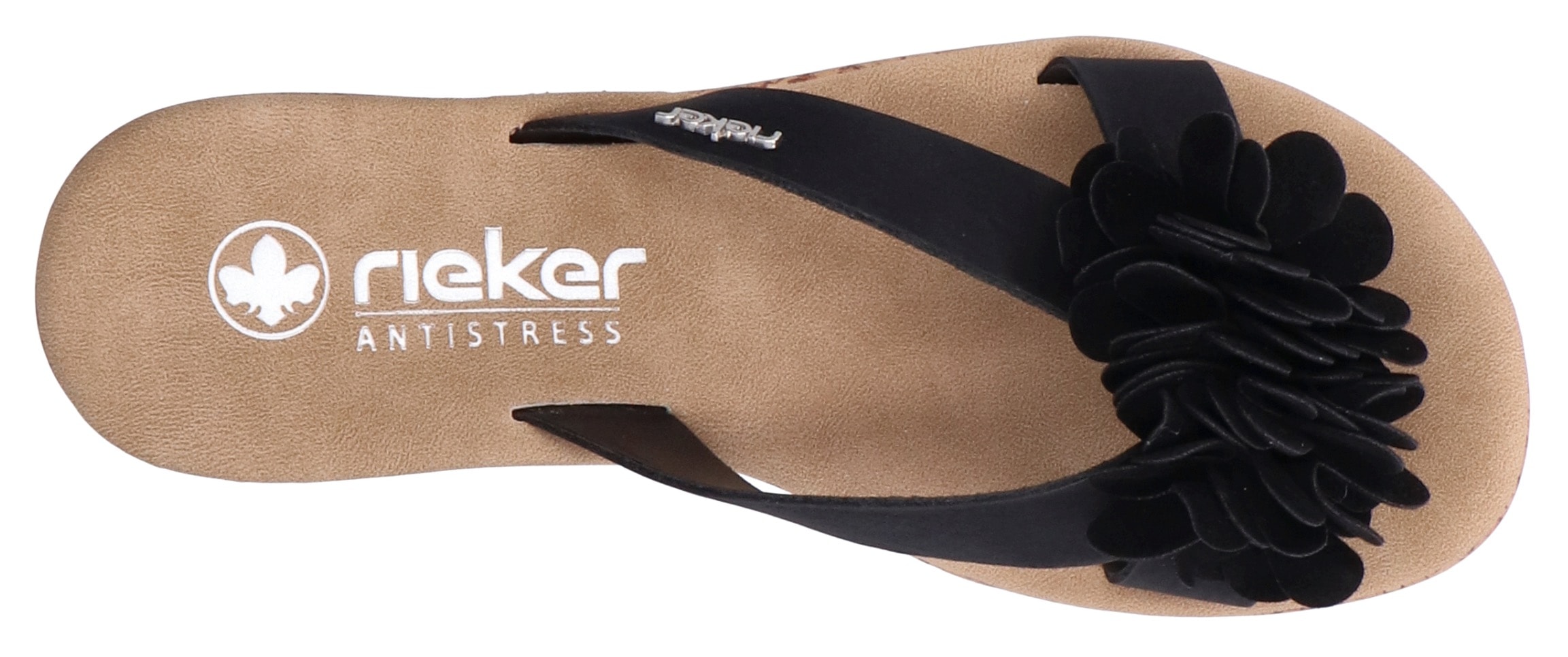 Rieker Pantolette, Keilabsatz, Sommerschuh, Schlappen mit Keilabsatz in Kork-Optik