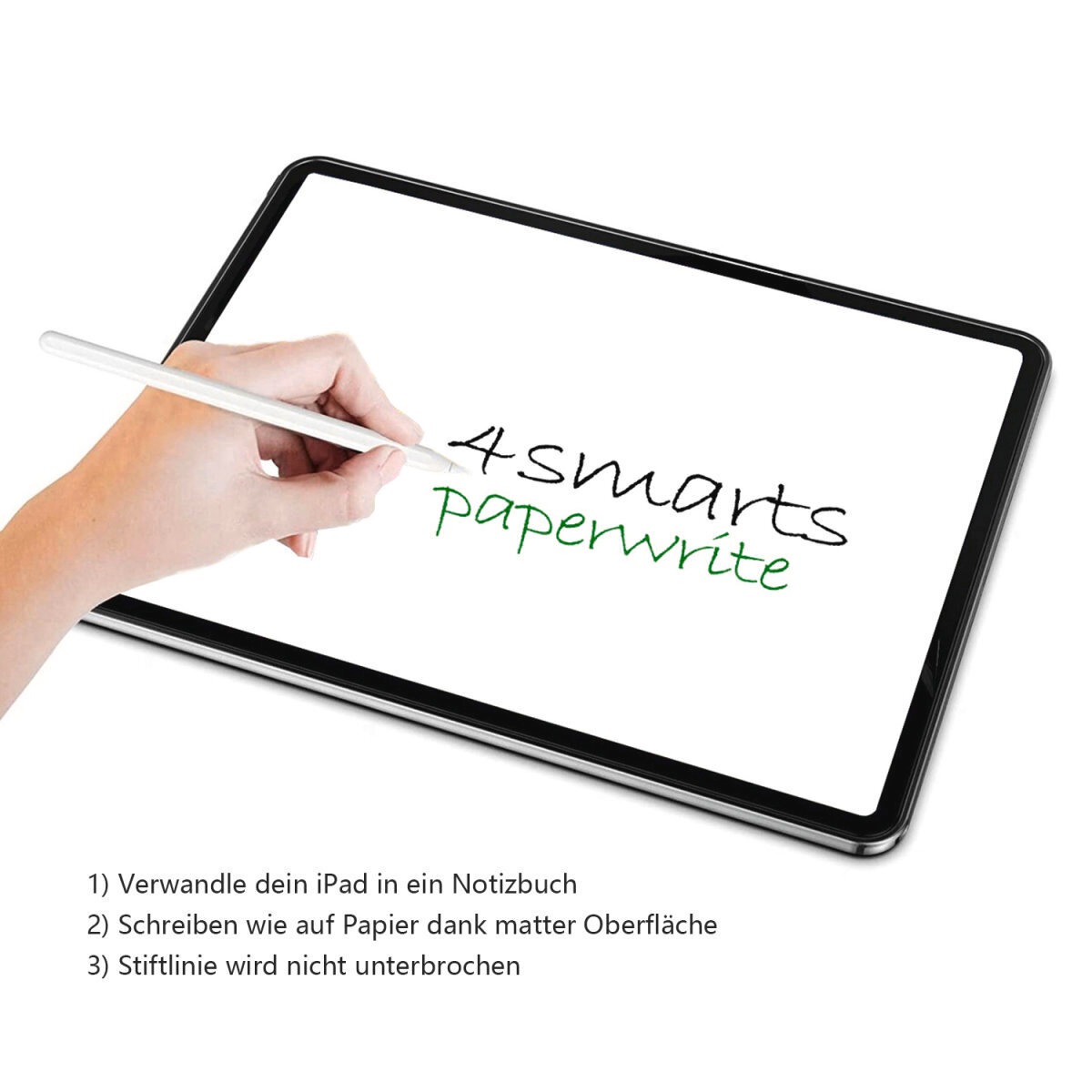 4smarts Displayschutzfolie »Paperwrite Screen Protector«, für Apple iPad Air 11 (M2, 2024), Papierhaptik, Schutzfolie, Bildschirmschutz, kratz- & stossfest