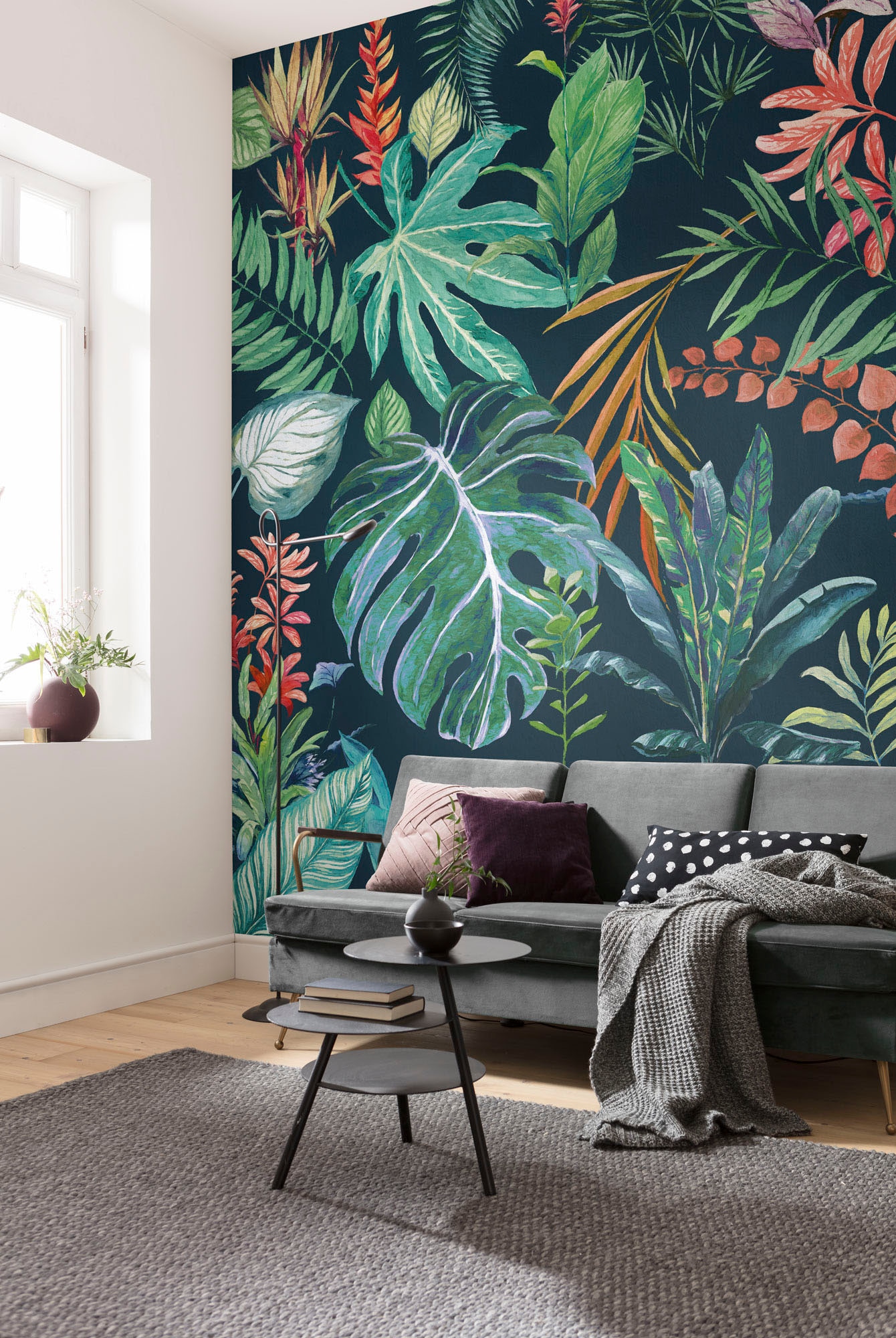 Komar Fototapete »Digitaldruck Vlies - Colourful Leaves - Grösse 200 x 250 cm«, bedruckt, Wohnzimmer, Schlafzimmer