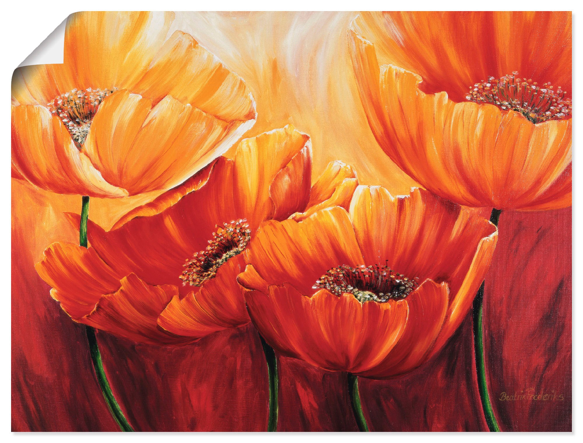 Image of Artland Wandbild "Vier Mohnblumen" Blumen 1 Stk. tlg. als Leinwandbild, Poster in verschied. Grössen