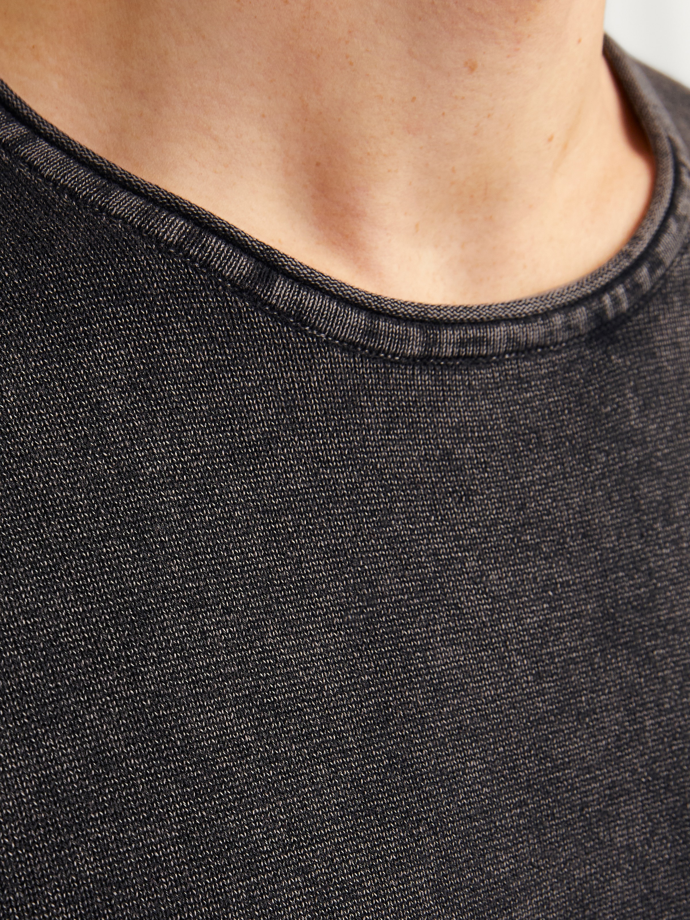 Jack & Jones Pull à col rond »JJELEO aus pflegeleichter Baumwollqualität« unifarben, modisch, schmal, Baumwolle, Rundhals