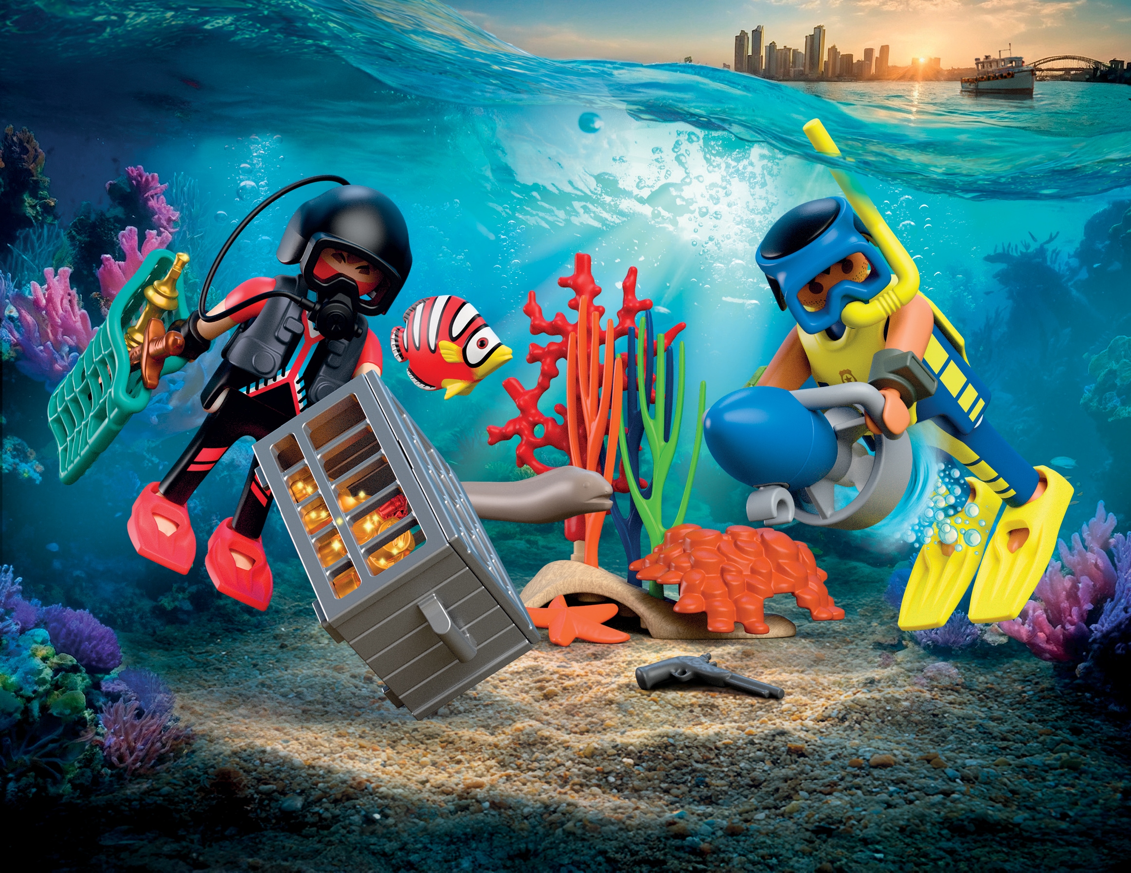 Playmobil® Jeu de construction »Polizeitaucher mit Schatz (72078), City Action« Made in Europe