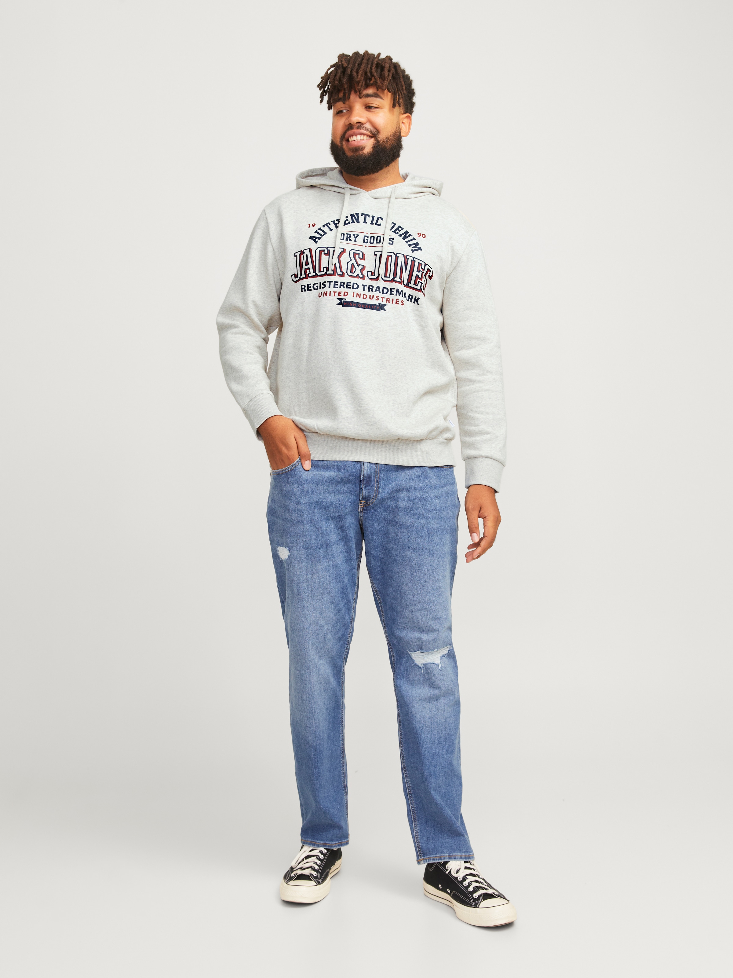 Jack & Jones PlusSize Hoodie »JJELOGO SWEAT HOOD 2 COL 24/25 NOOS PLS«, mit Logo Frontprint