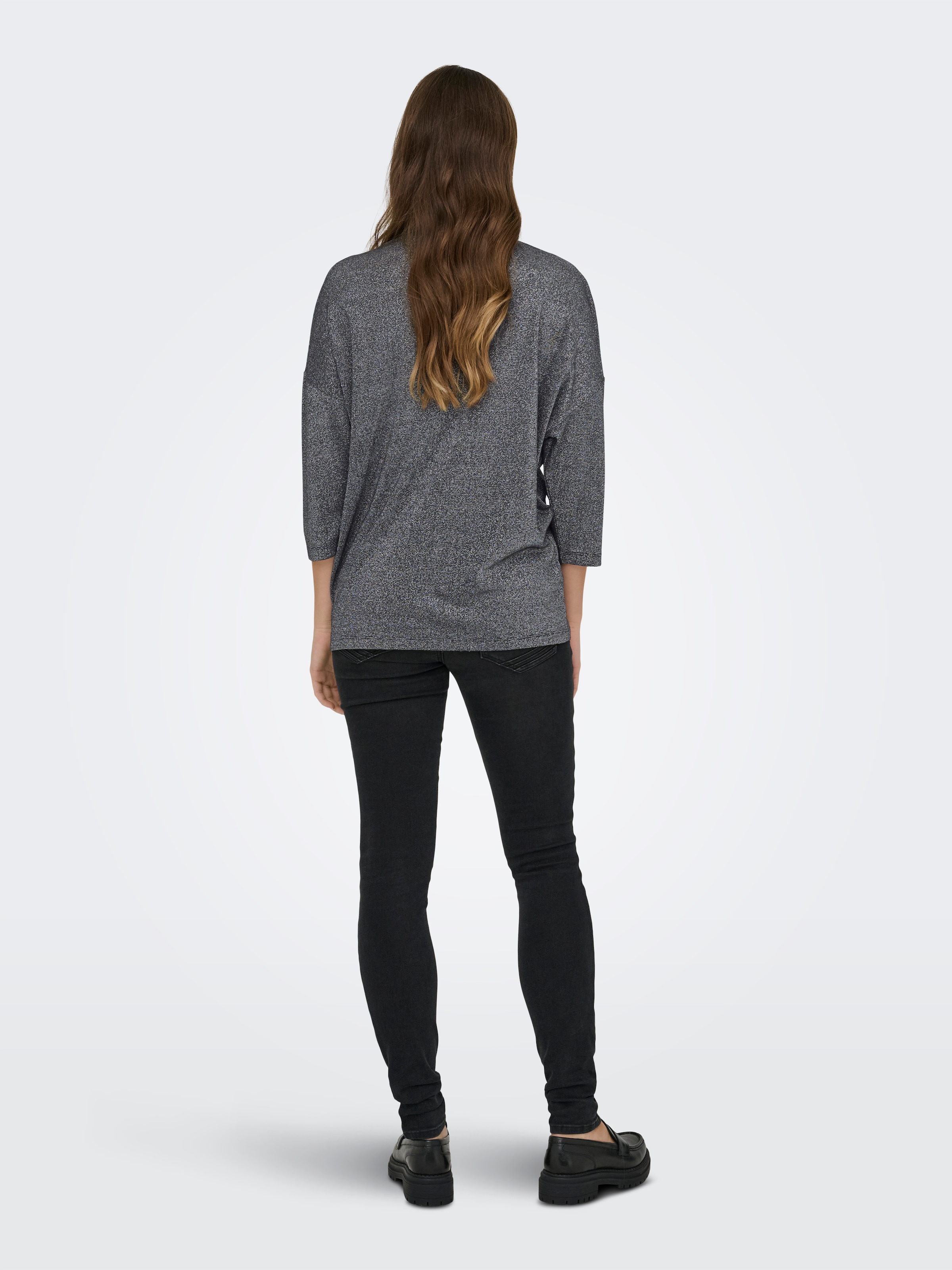 ONLY T-shirt à manches 3/4 »ONLSILVERY GLAMOUR LUREX 3/4 TOP JRS« mit Glitzer-Effekt