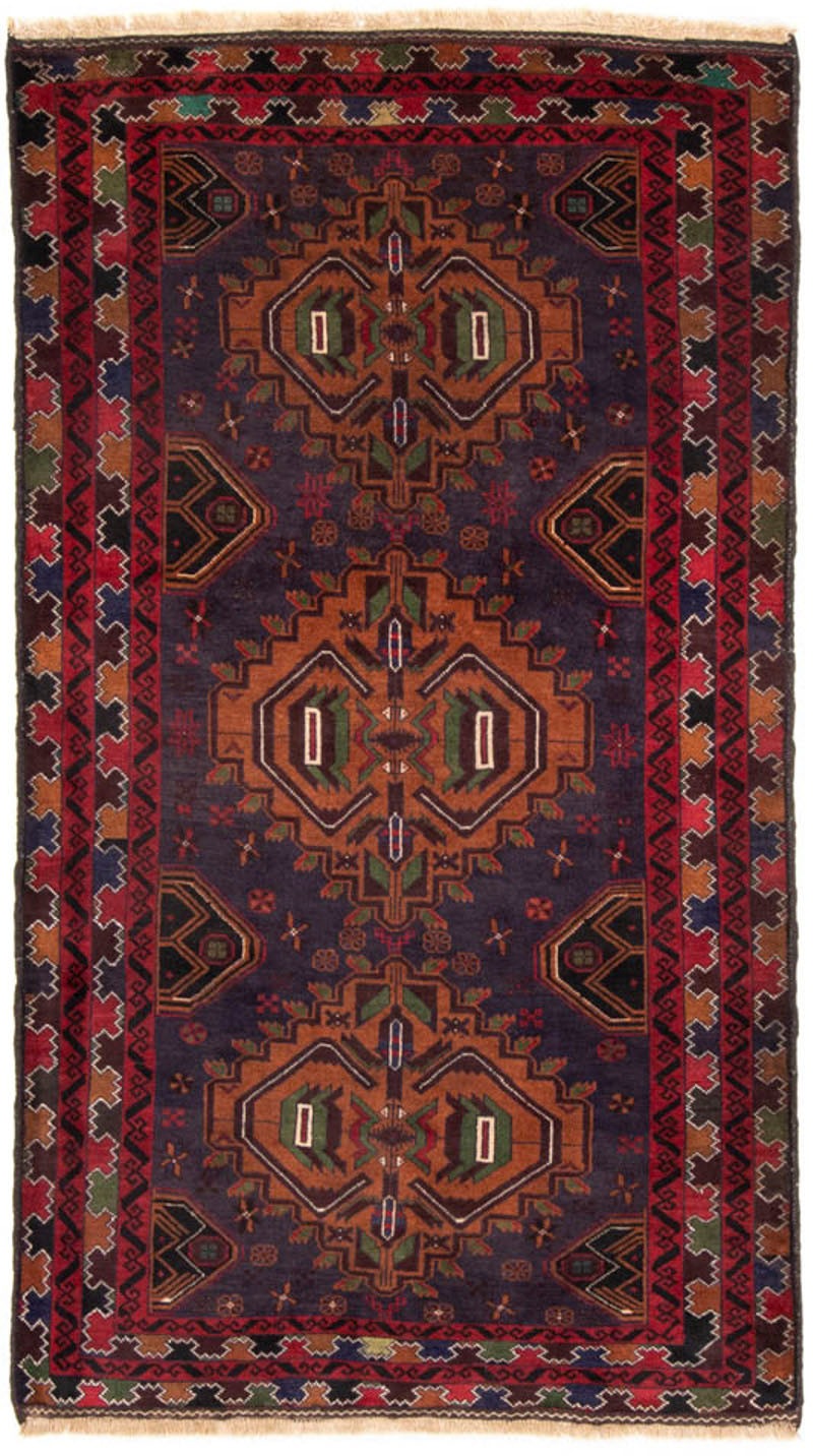 Image of morgenland Hochflor-Läufer »Belutsch Medaillon Blu scuro 196 x 111 cm«, rechteckig, 0,8 mm Höhe, Handgeknüpft bei Ackermann Versand Schweiz