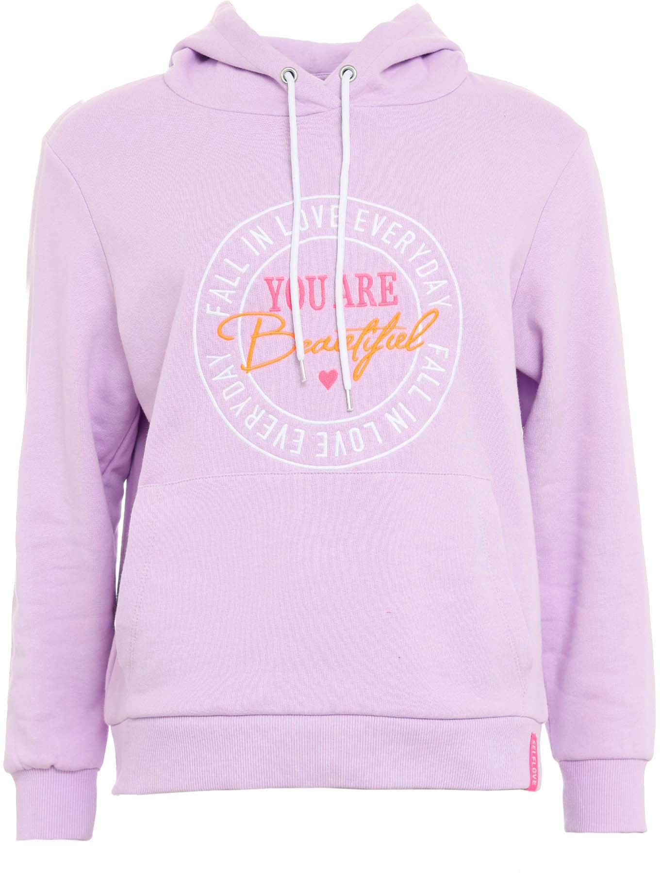 Zwillingsherz Kapuzensweatshirt, mit "You are Beautiful"-Stickerei und Schriftzug am Rücken