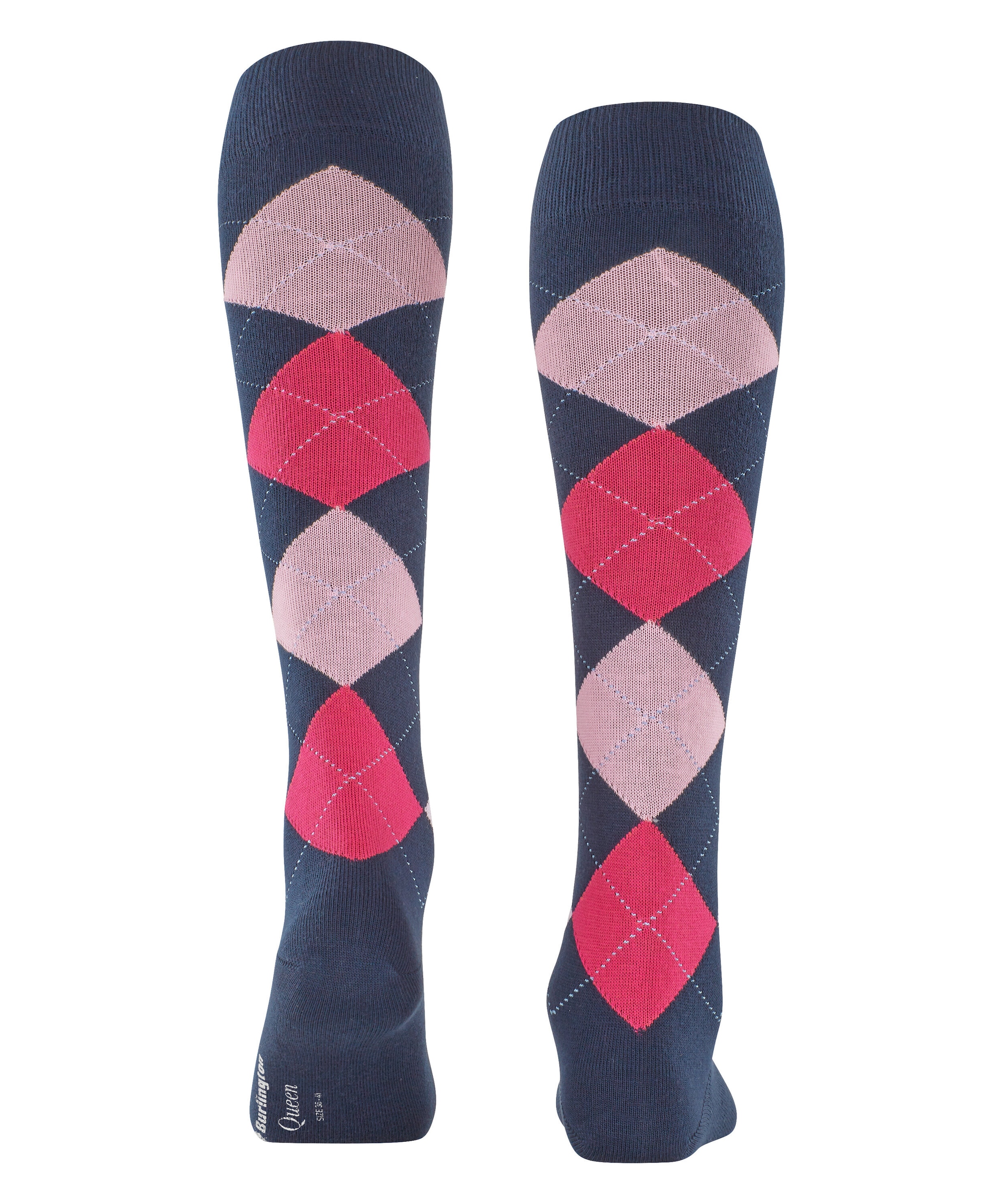 Burlington Mi-bas »Queen« Taille unique 36-41, motif argyle, coton peigné,