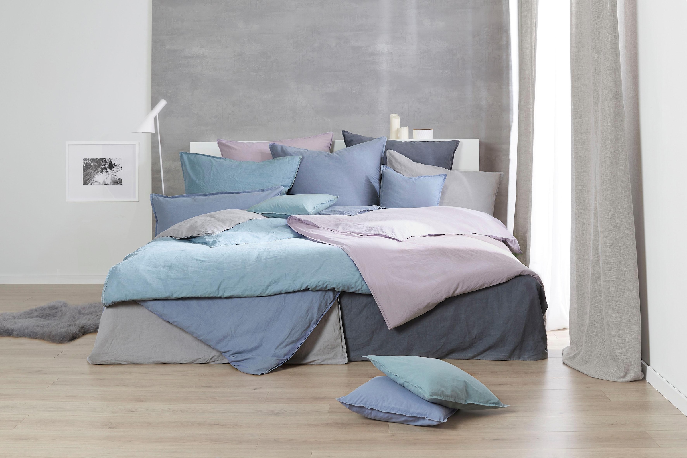 Primera Linge de lit »Stone-Washed in Gr. 135x200, 155x220 oder 200x200 cm« 2 cuis tlg. 100% Baumwolle, Bettwäsche in feinem Knitterlook, weicher Griff