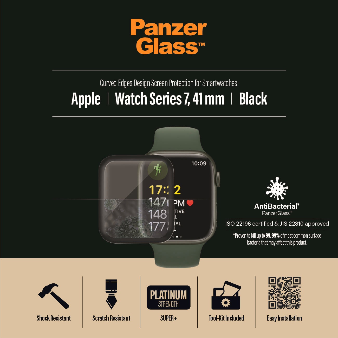 PanzerGlass Verre de protection d'écran »Screen Protector Glass« für Apple Watch Series 7/8 41mm