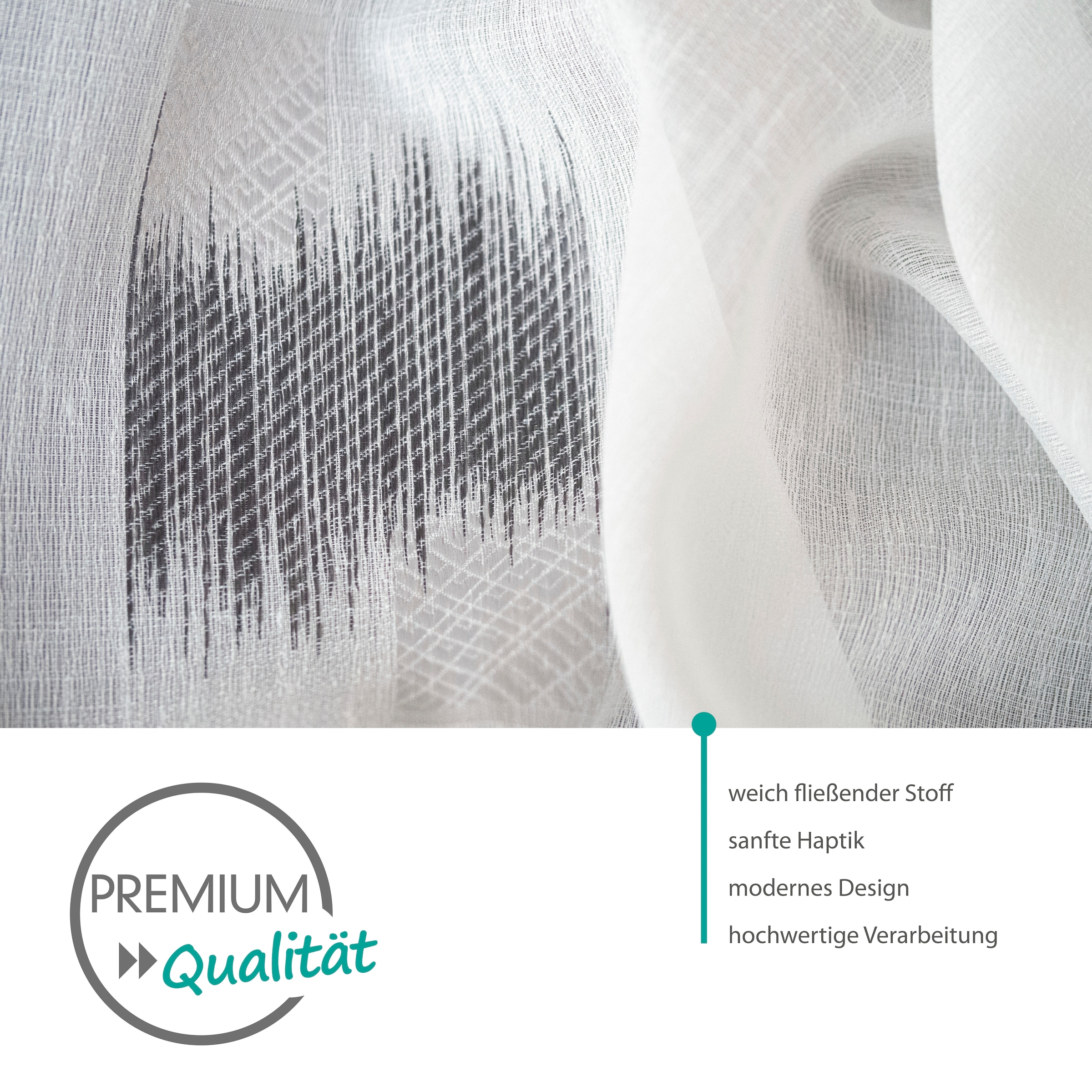 decolife Gardine »Toja« Ösen 1 Stk. tlg. Ösenschal weiss mit grauem Print