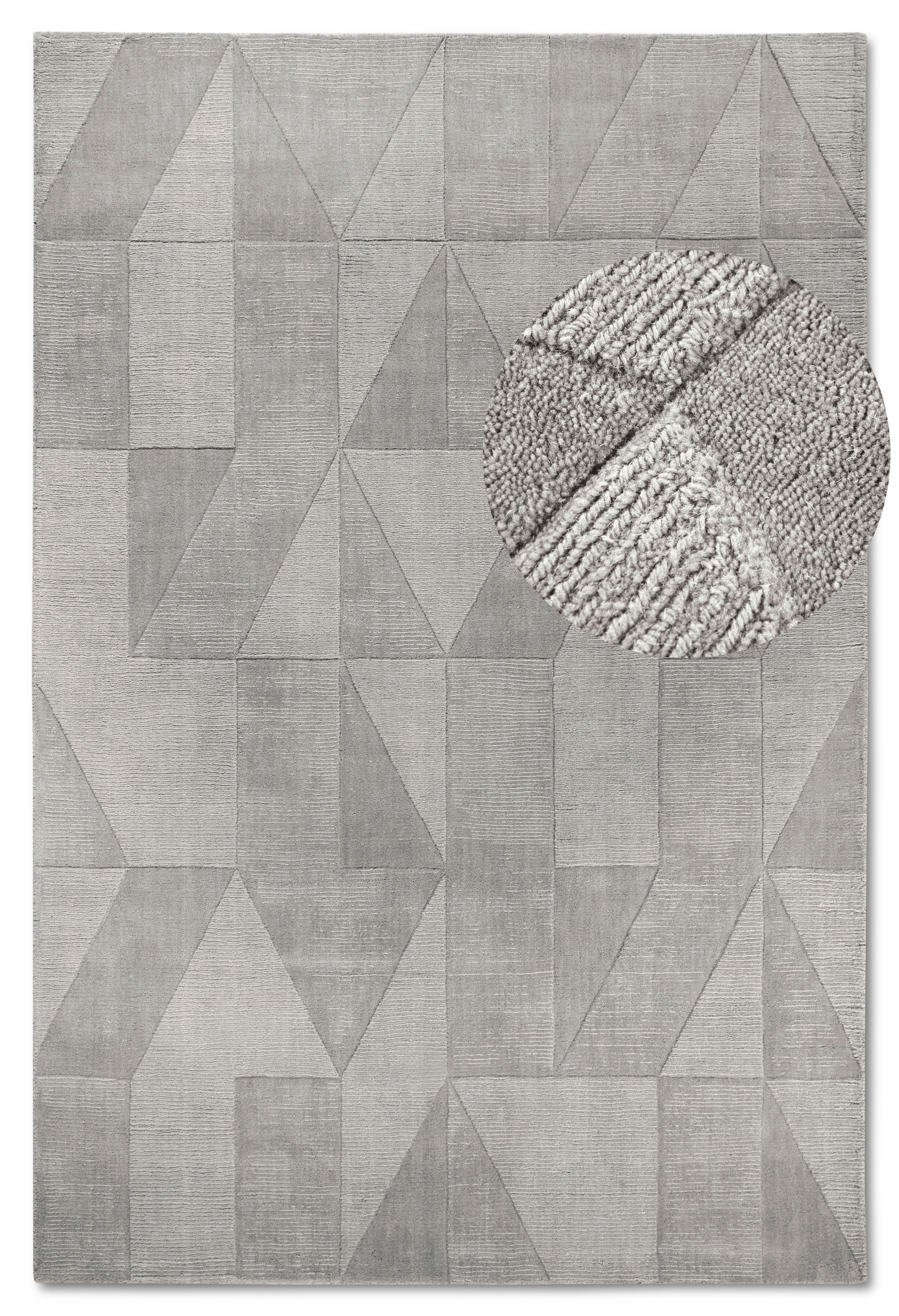 THE RUGS Villeroy & Boch 1906 Wool Rug Ursule Handwoven High Low Pile in Grey | Size: 190cm x 280cm