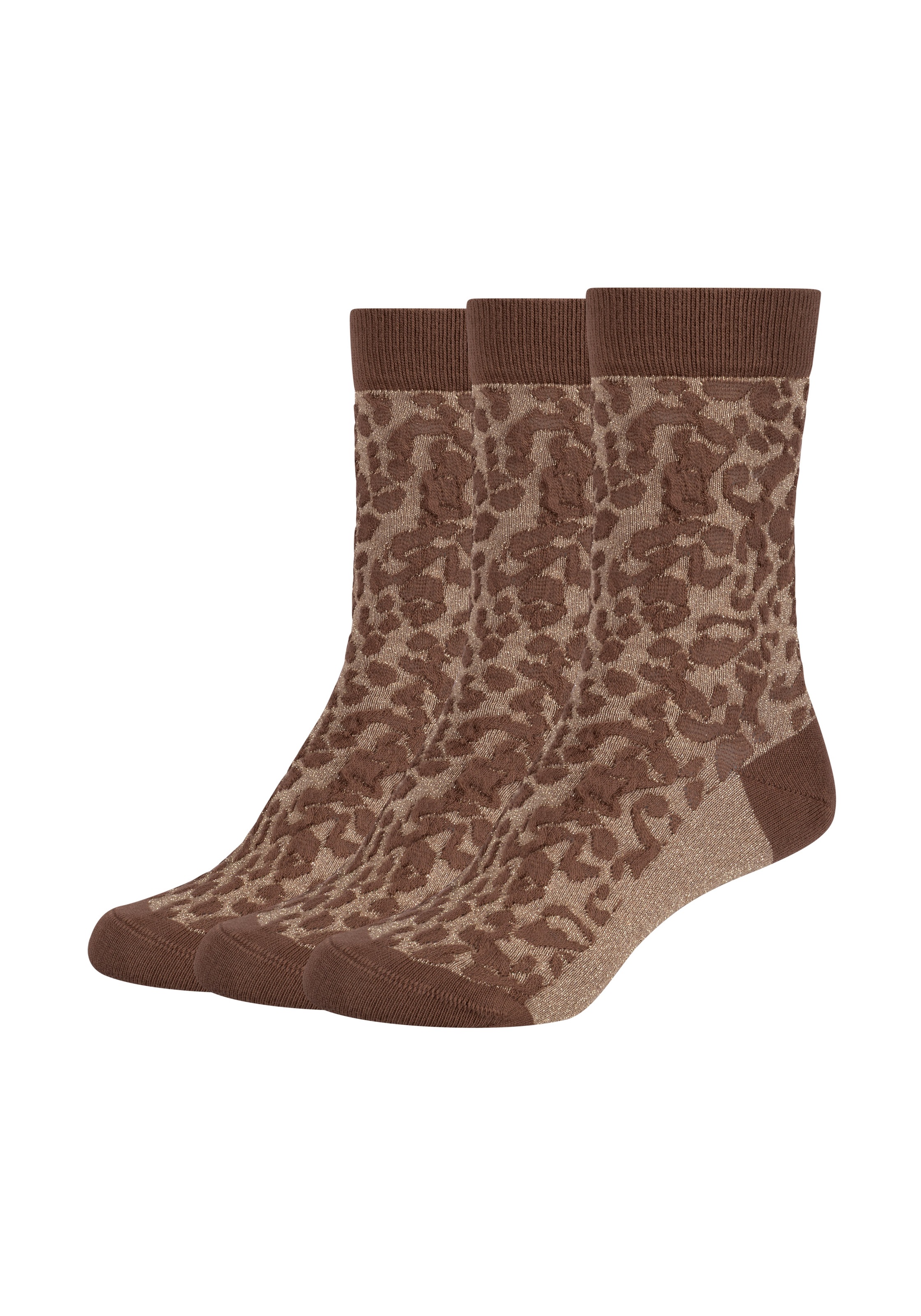 Image of Tamaris Socken 3 Paar, mit strukturiertem Leo-Muster, verstärkte Ferse und Spitze