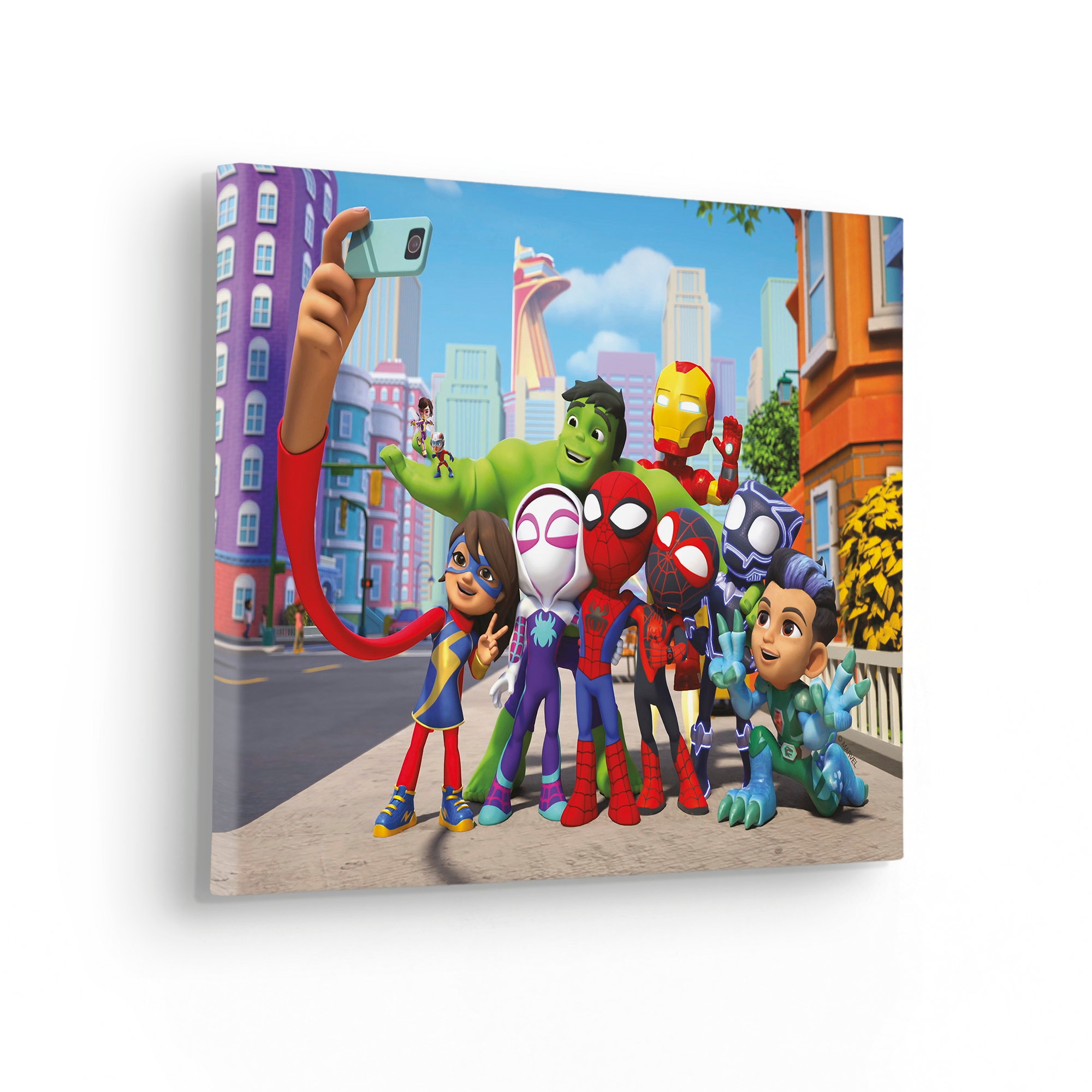 Image of Komar Leinwandbild "Spidey and His Amazing Friends Selfie - Grösse 40 x 30 cm" 1 Stk. tlg. Keilrahmenbild mit Echtholzrahmen, Kinderzimmer