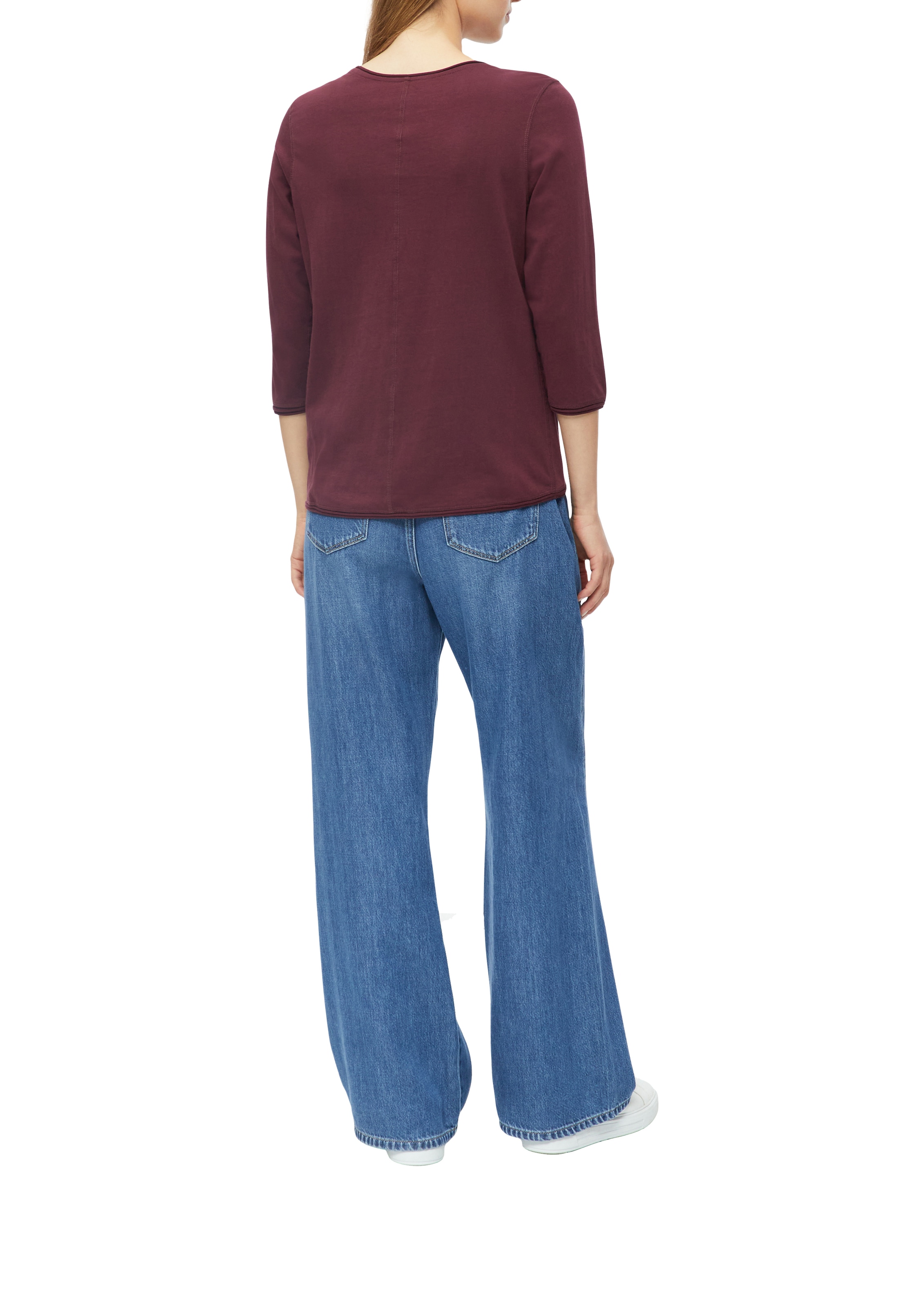 s.Oliver Shirt à col rond t-shirt d'été manches 7/8 avec col rond