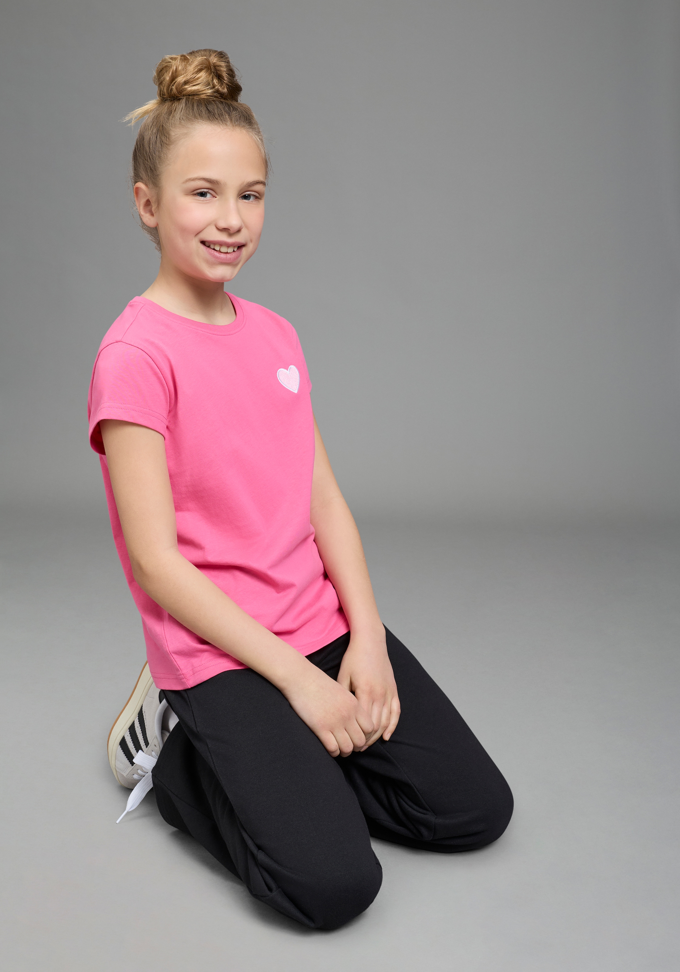 H.I.S T-shirt »3er Pack H.I.S Shirts mit Stickerei für Mädchen« Packung, 3, 3 pièces für Mädchen, Kurzarm, Basic Passform, aus Baumwolle