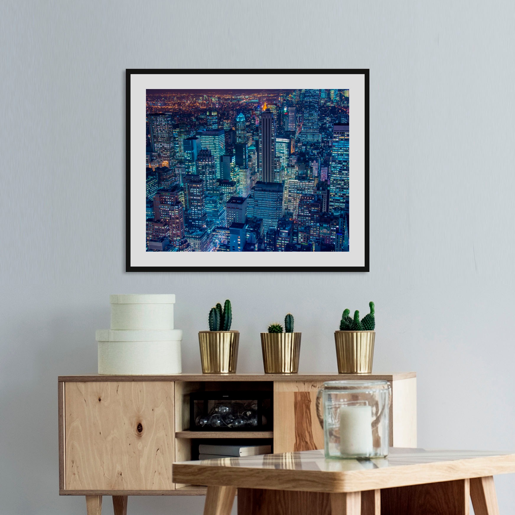 Image of queence Bild "NYC" Amerika Bilder von Amerika Gebäude Kunst Stadt Städte 1 Stk. tlg. HD Premium Poster-Druck inkl. Holzrahmen
