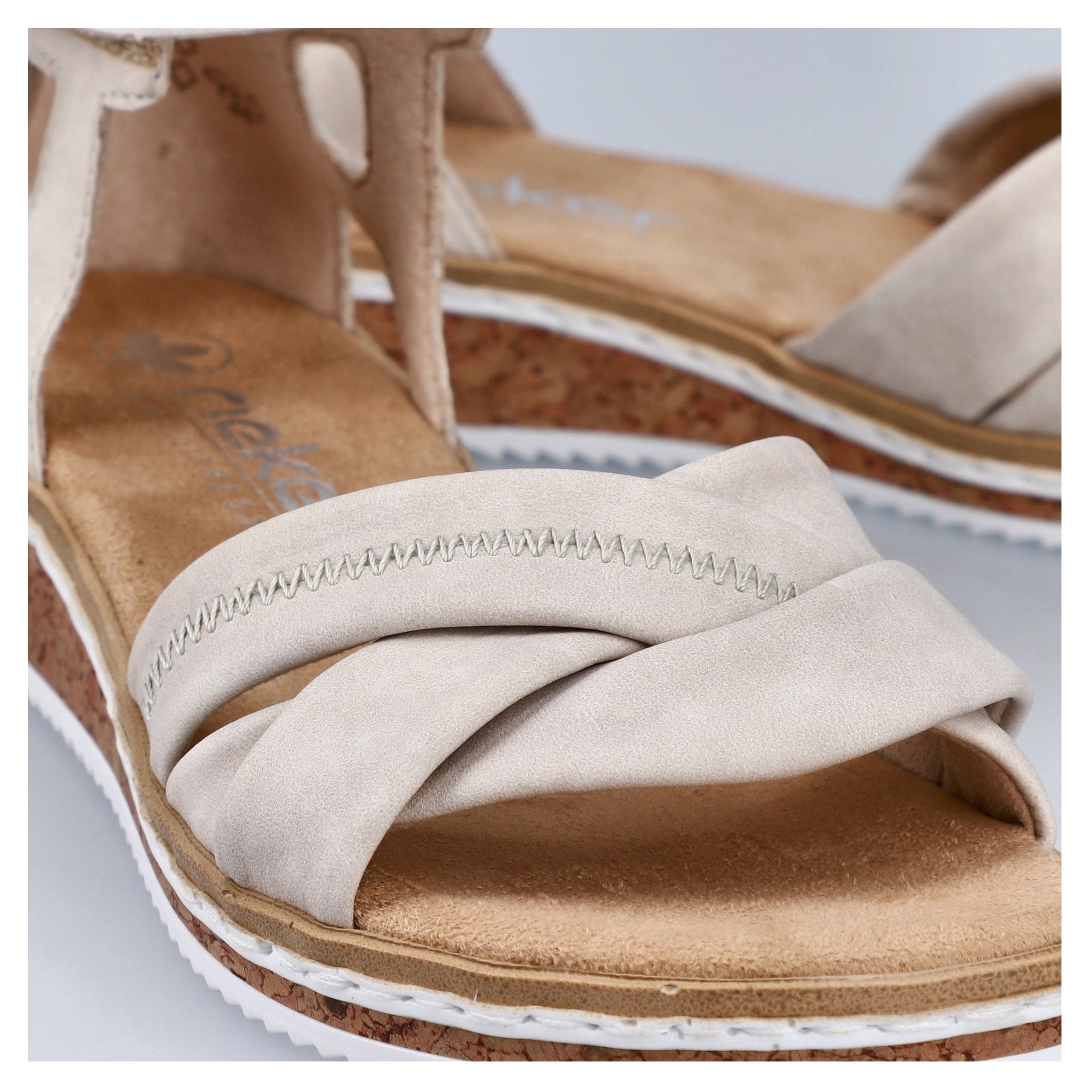 Rieker Sandales  , sandale, chaussure d'été, chaussure à scratch, talon compensé, talon fermé