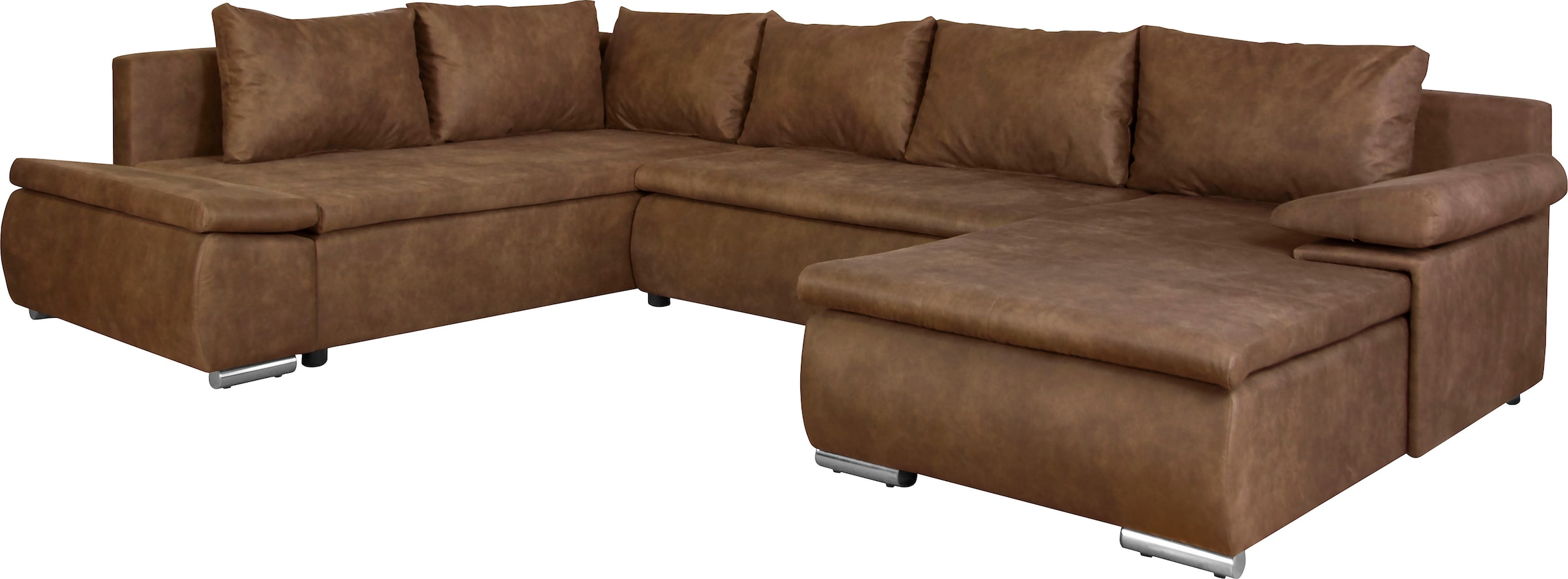 Home affaire Wohnlandschaft »Acra U-Form« mit Bettfunktion und Bettkasten, in Mattenoptik