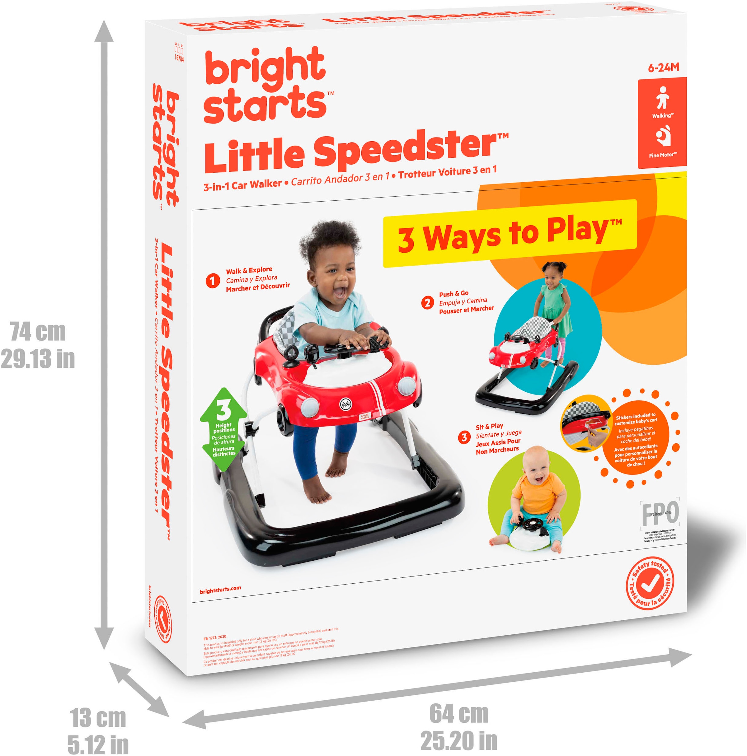 Bright Starts Trotteur »Little Speedster™ 3-in-1 Car Walker – Rot Racer«