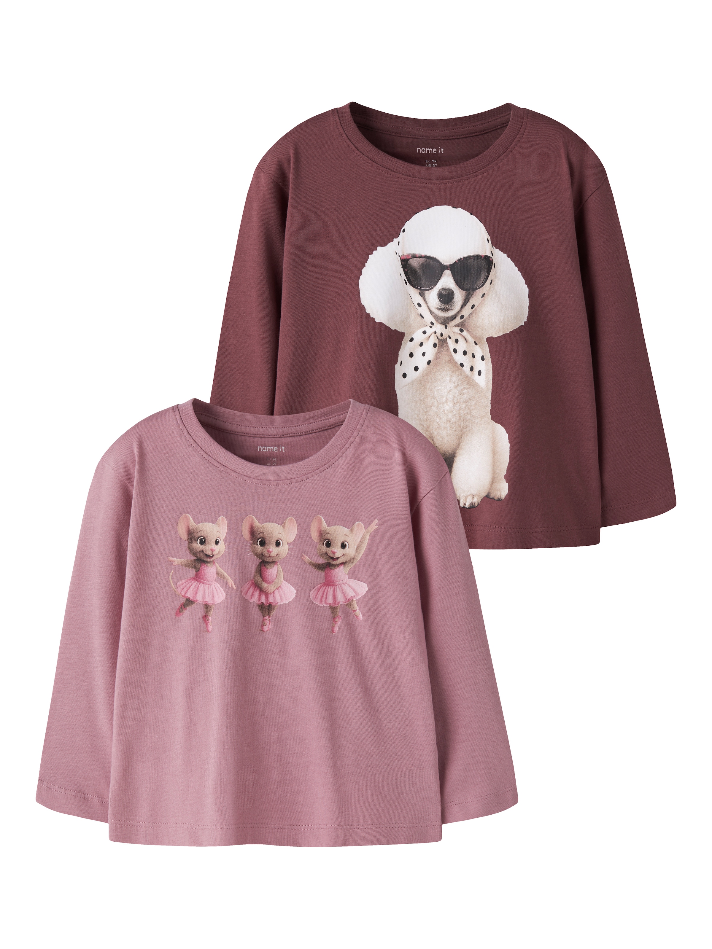 Image of Name It Langarmshirt "NMFVOTEA 2P LS NREG TOP" Packung, 2 Baumwolle, regular fit