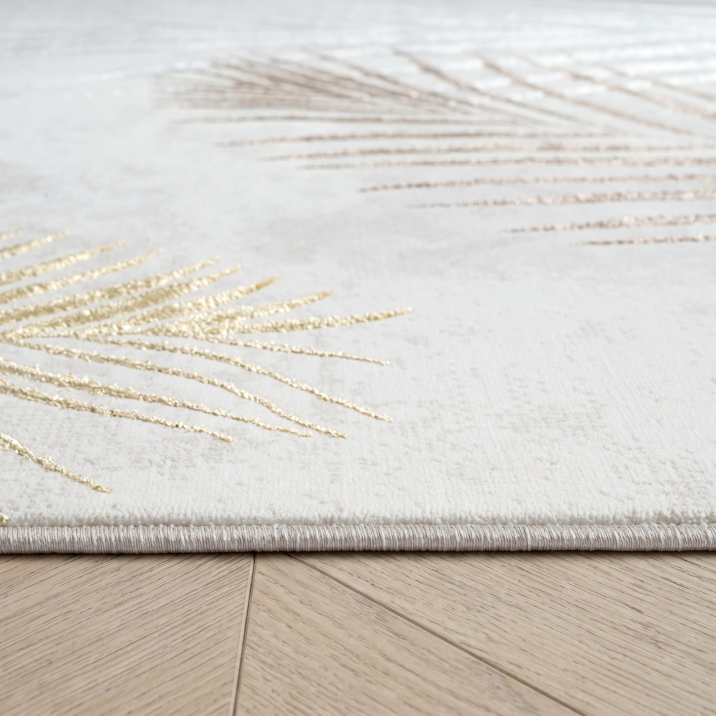 GOODproduct Teppich »Luvvi« rechteckig 8 mm Höhe Kurzflor, modernes Blätter Design, Hoch-Tief-Struktur, Wohnzimmer