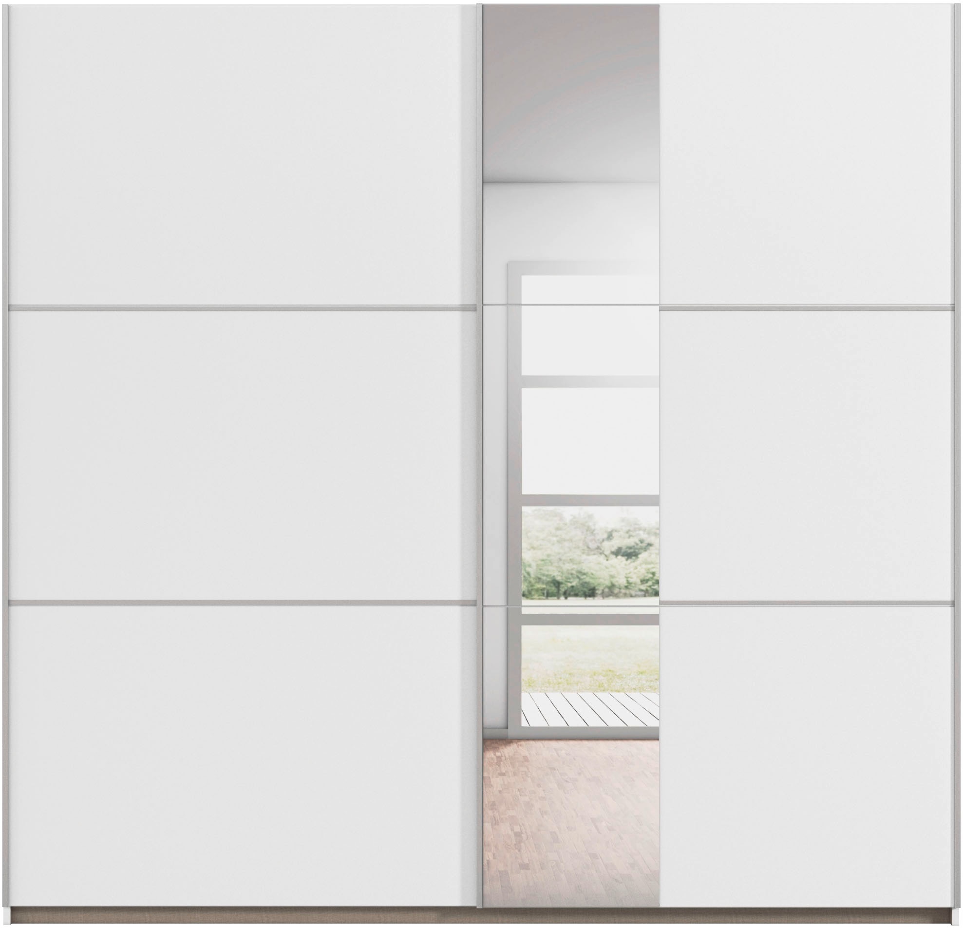 GOODproduct Kleiderschrank »Mehrzweckschrank Aktenschrank Möbel Mietswohnung TOPSELLER  ASTANA« 3 Ausstattungen BASIC/CLASSIC/PREMIUM (inkl. SOFT-CLOSE-FUNKTION),  mit 3 Spiegelelementen, Metallgriffleisten alufarbig MADE IN GERMANY