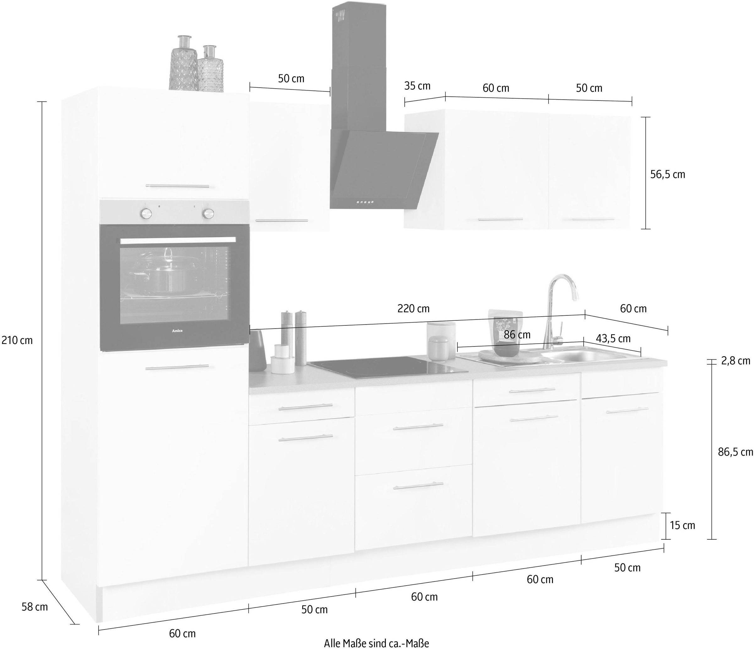wiho Küchen Küchenzeile »Ela«, Breite 280 cm, Soft-Close-Funktion, höhenverstellbare Füsse