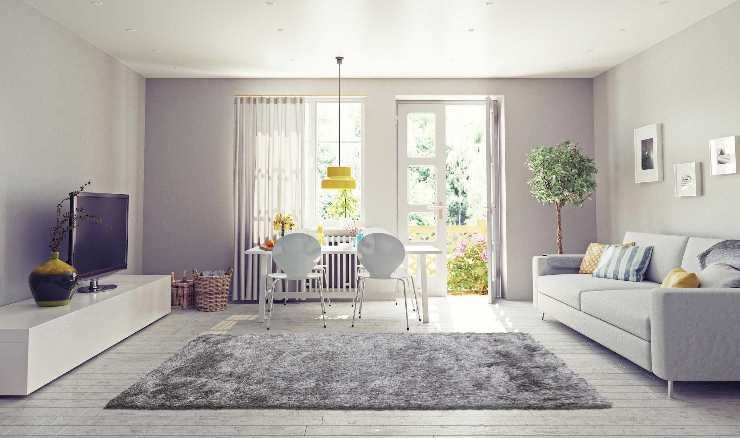 Bruno Banani Hochflor-Teppich »Alga«, rechteckig, 40 mm Höhe, Uni, Shaggy, Langflor, besonders weich und kuschelig, Wohnzimmer