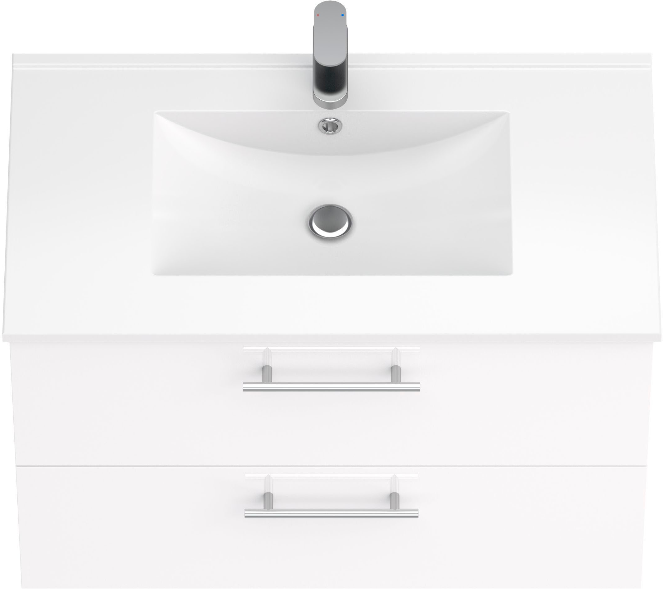 welltime Waschtisch »Athen Badschrank Badezimmer WC Unterschrank mit Becken« Set,  Waschplatz mit 2 Schubladen , Breite 80cm Softclose Bad
