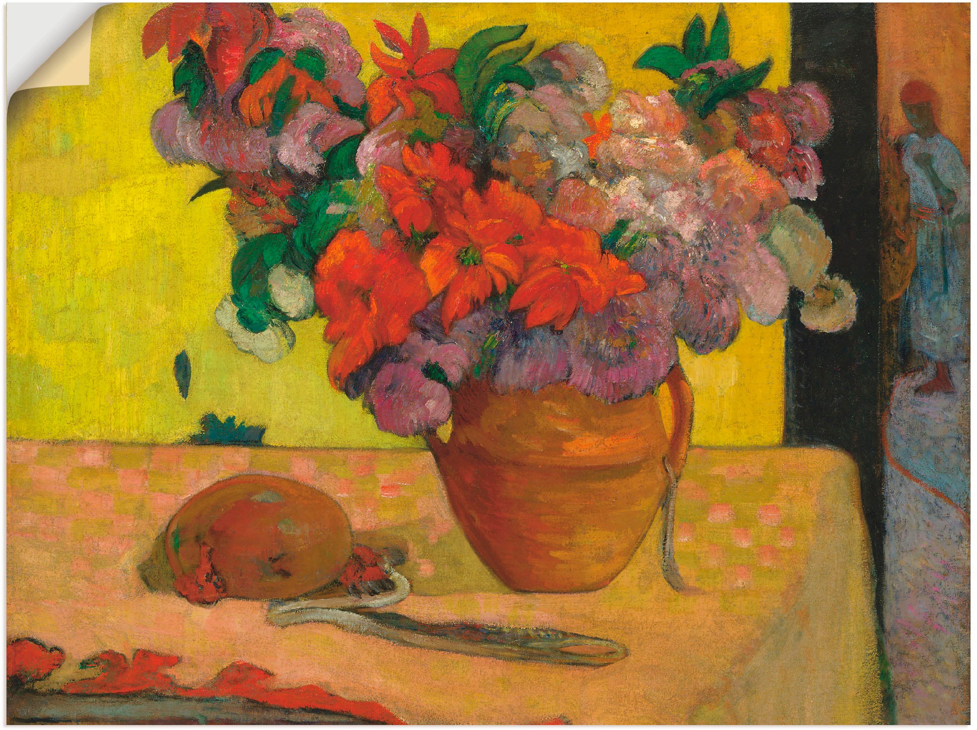 Image of Artland Wandbild »Blumen in Vase und eine Feldflasche«, Arrangements, (1 St.), in vielen Grössen & Produktarten -Leinwandbild, Poster, Wandaufkleber / Wandtattoo auch für Badezimmer geeignet bei Ackermann Versand Schweiz